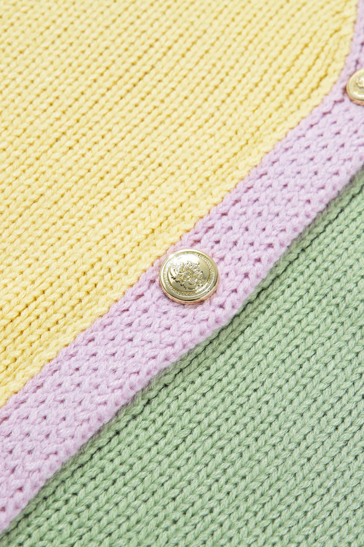 V Neck Drop Shoulder Patchwork Knitwear Cardigan – Yellow