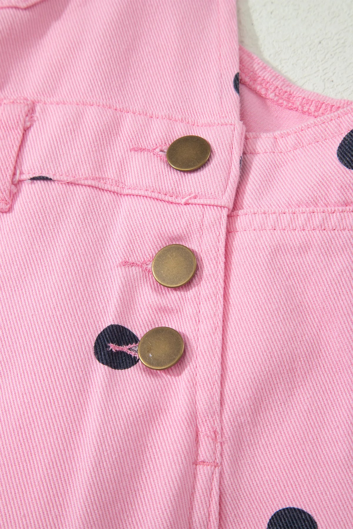 Polka Dot Print Bib Pocket Denim Barrel Overalls