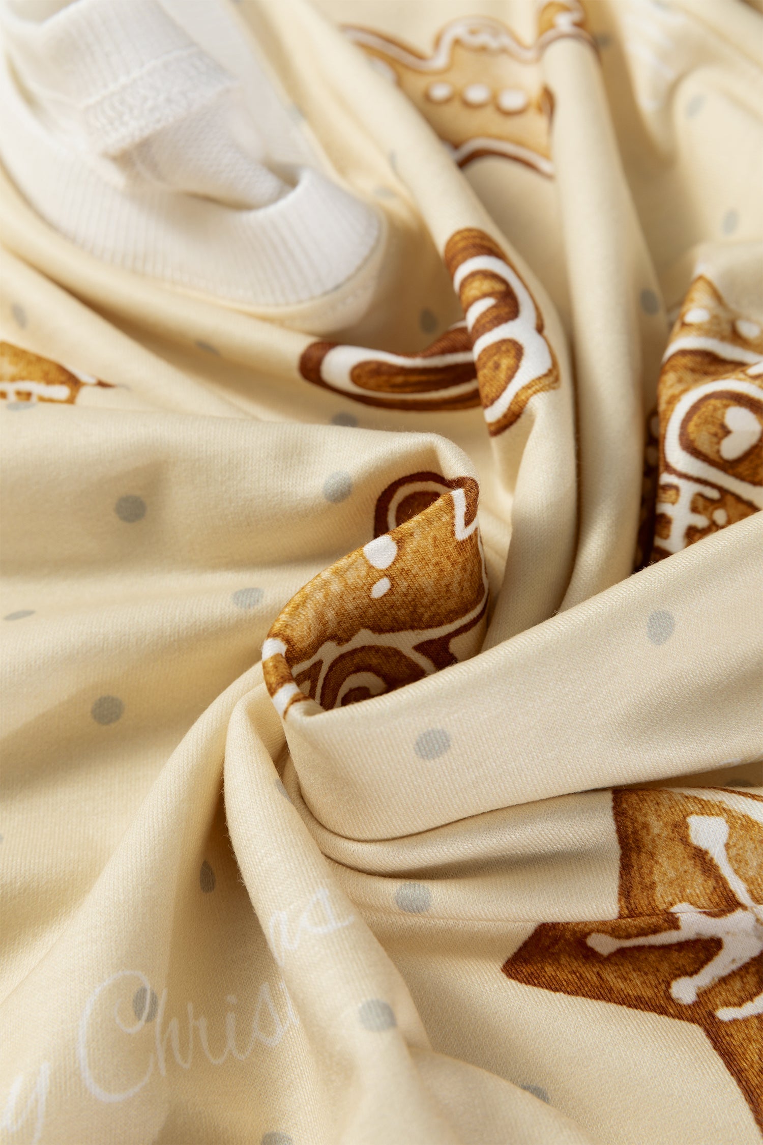Beige Gingerbread Man Christmas Print Long Sleeve Pullover Lounge Short Set - Loungewear & Sleepwear/Loungewear