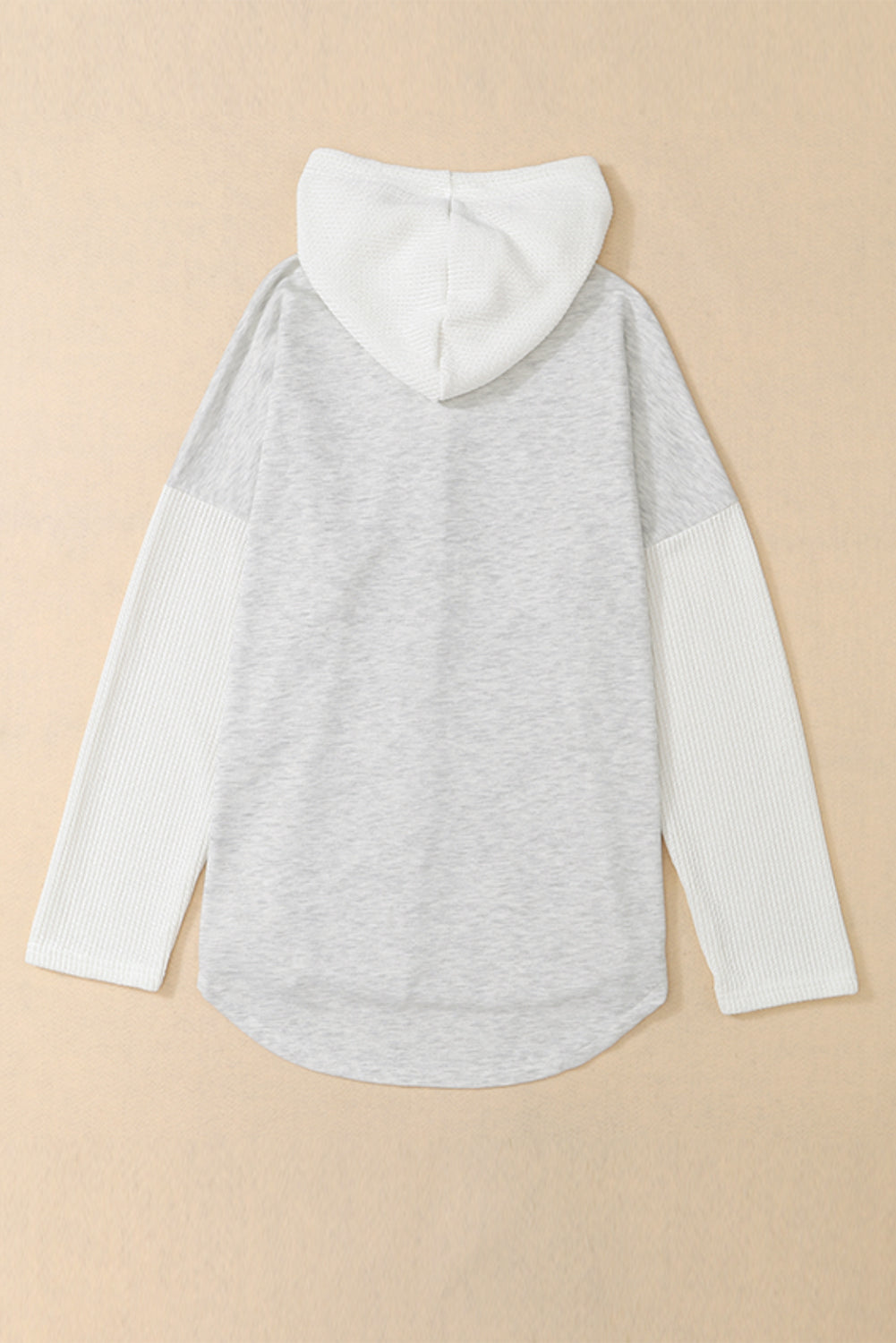 Grey Button Up Contrast Knitted Sleeves Hooded Jacket Beagle Boutique Fashion Outlet