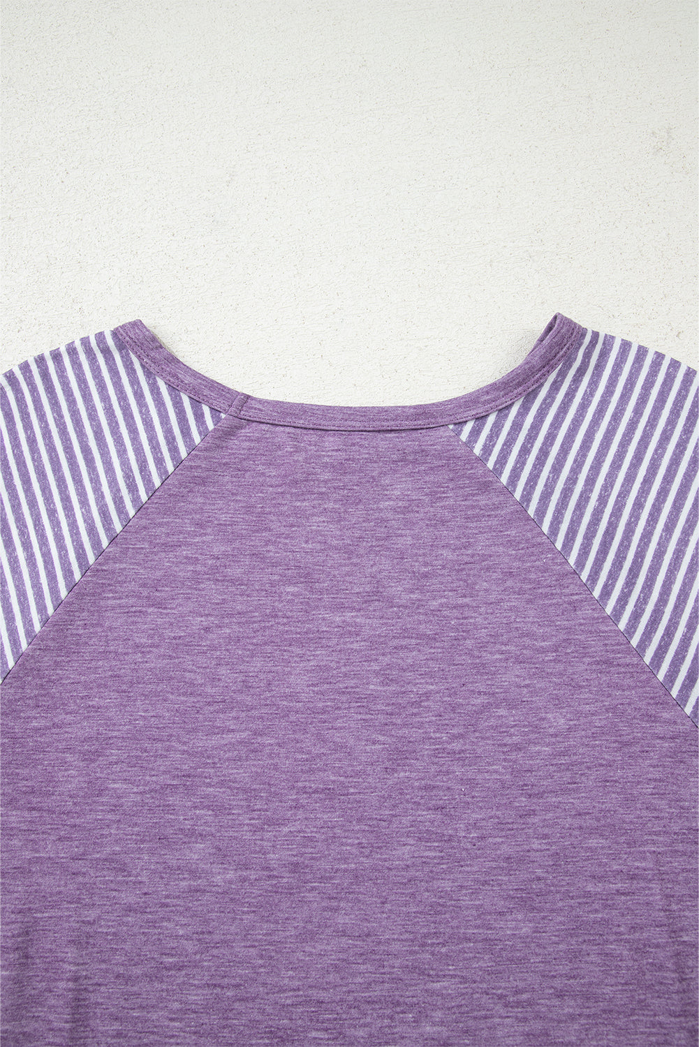 Contrast Print Striped Raglan Long Sleeve Loose Top - eAura