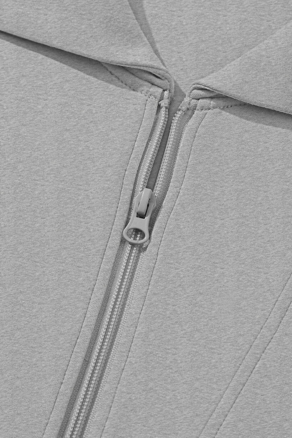 Solid Zip Sailor Collar Pullover Athleisure Sweatpants 2pcs Set – Light Grey