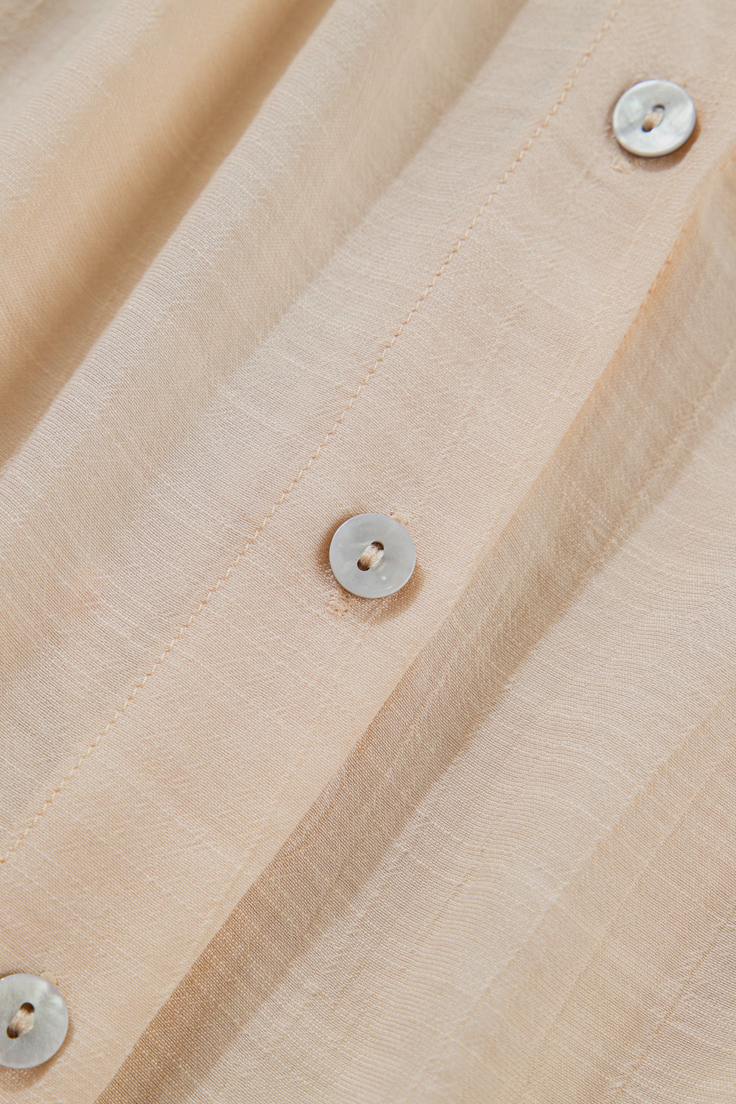 Oatmeal Sheer Lace Splicing Detail Bracelet Sleeve Loose Flowy Shirt – Beige