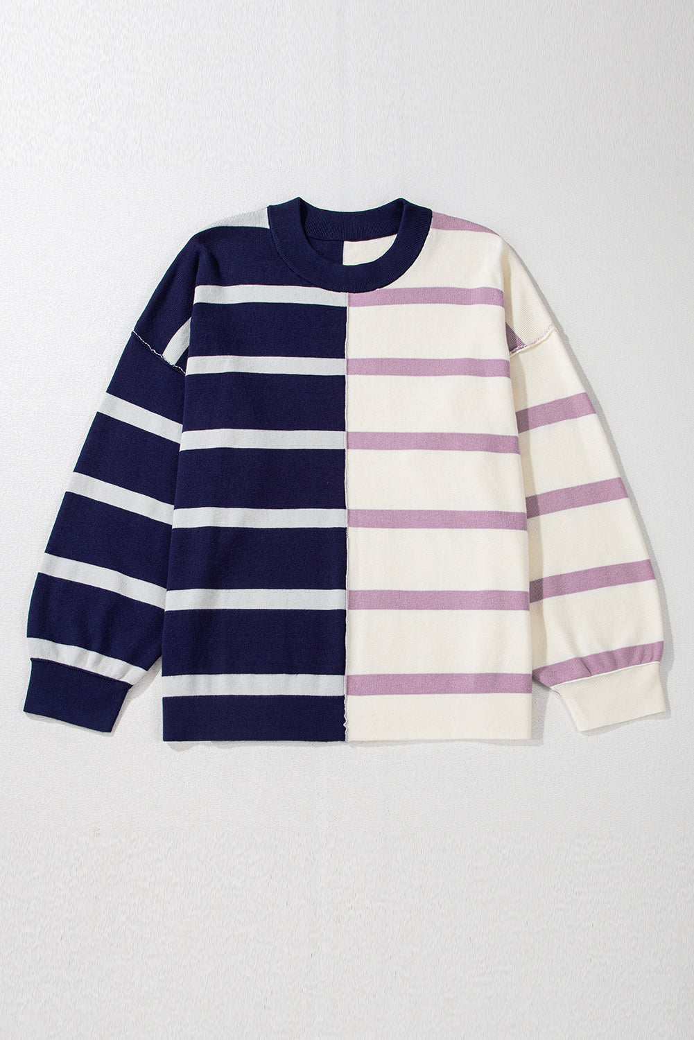Pink Stripe Colourblock Oversized Sweater eAura