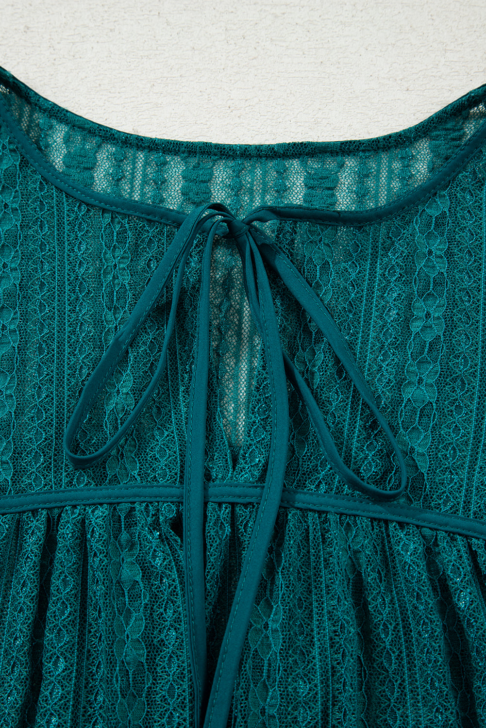 Sheer Lace Balloon Sleeve Babydoll Blouse - eAura