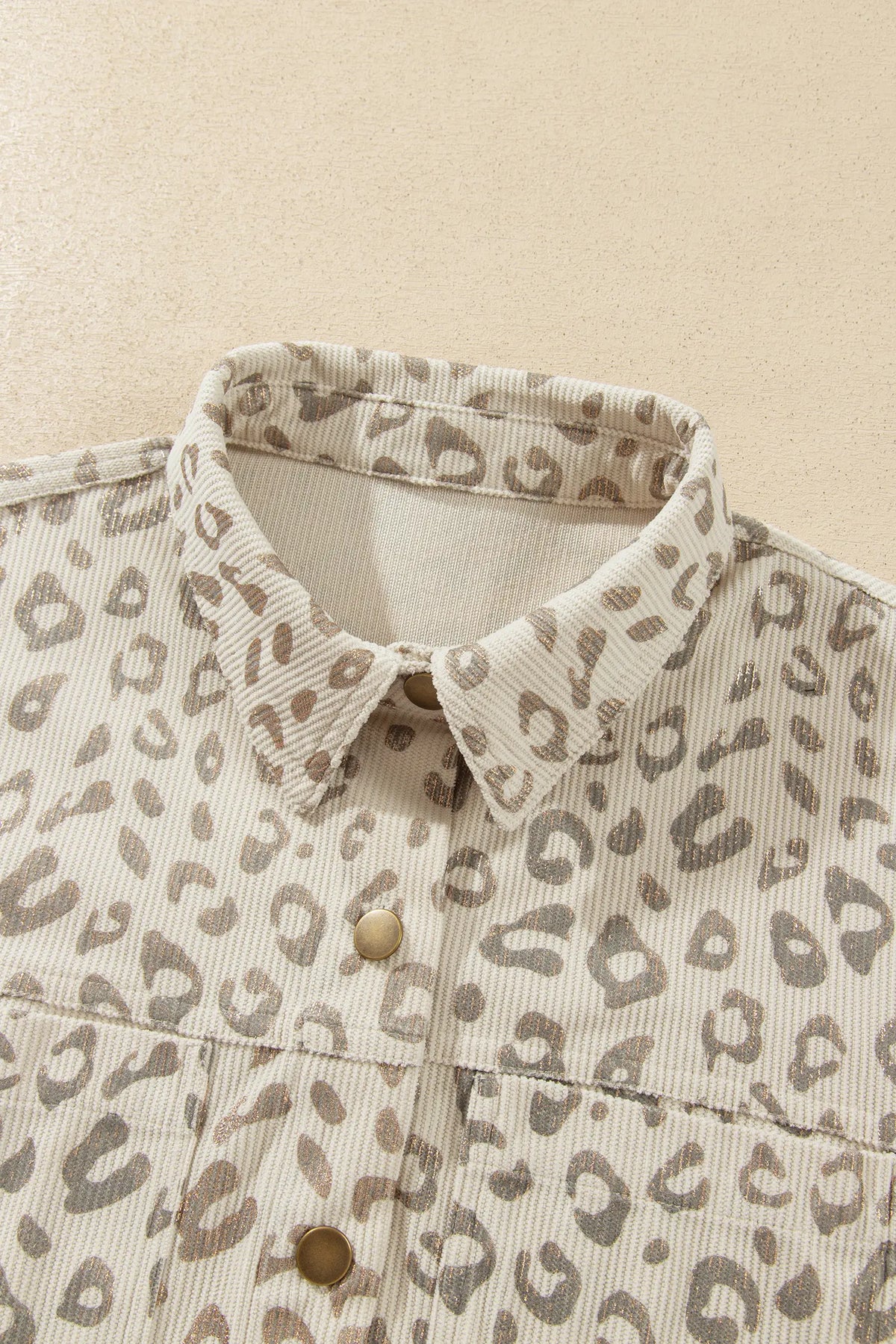 Ribbed Shirt Collar Long Sleeve Regular Fit Jacket