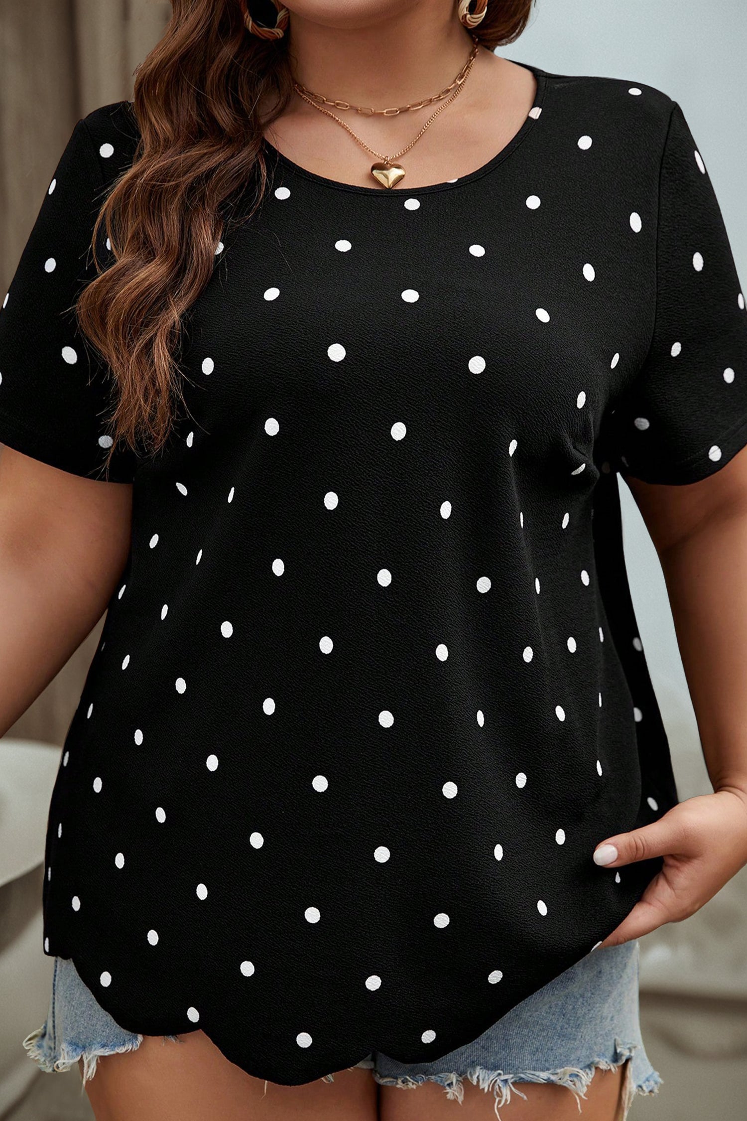 Plus Size Dotted Casual T-Shirt