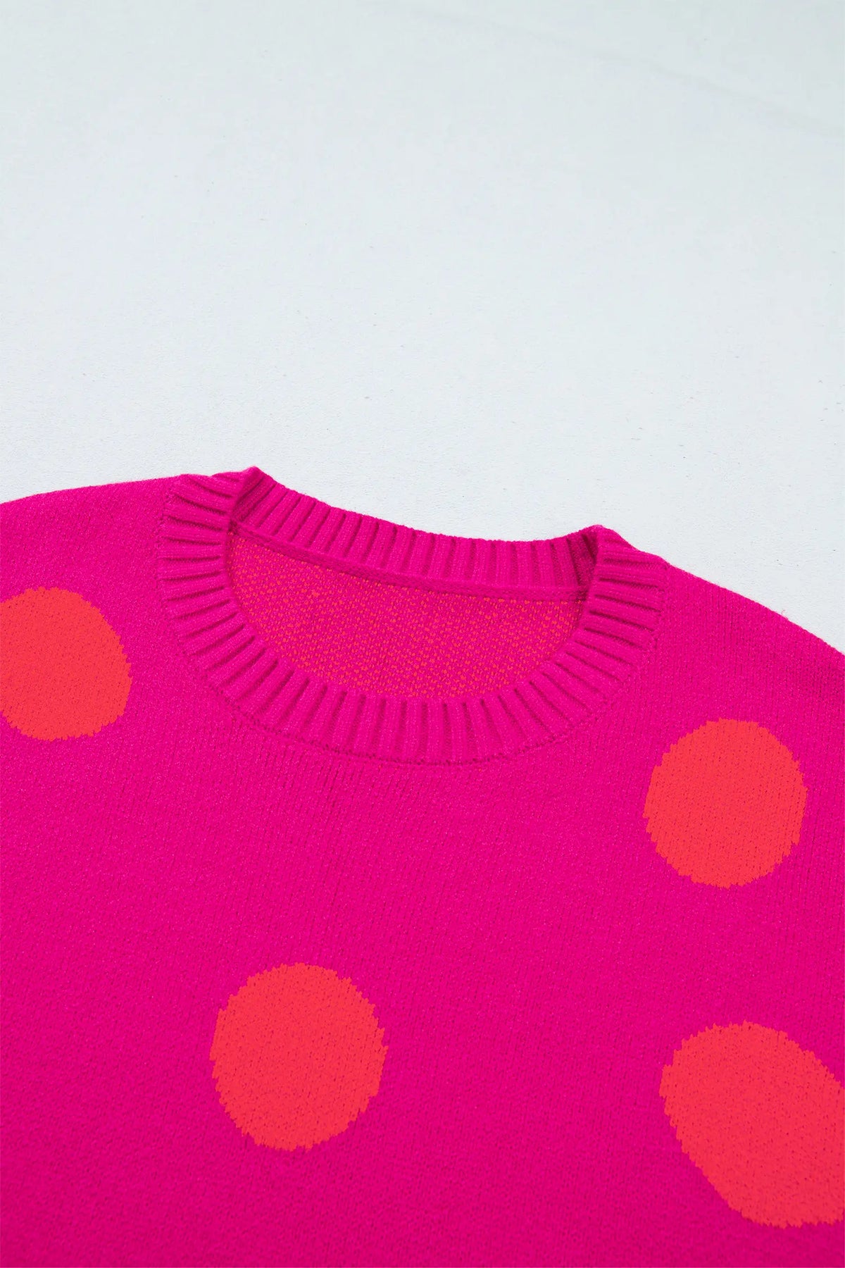 Playful Cozy Polka Dot Sweater – Strawberry Pink