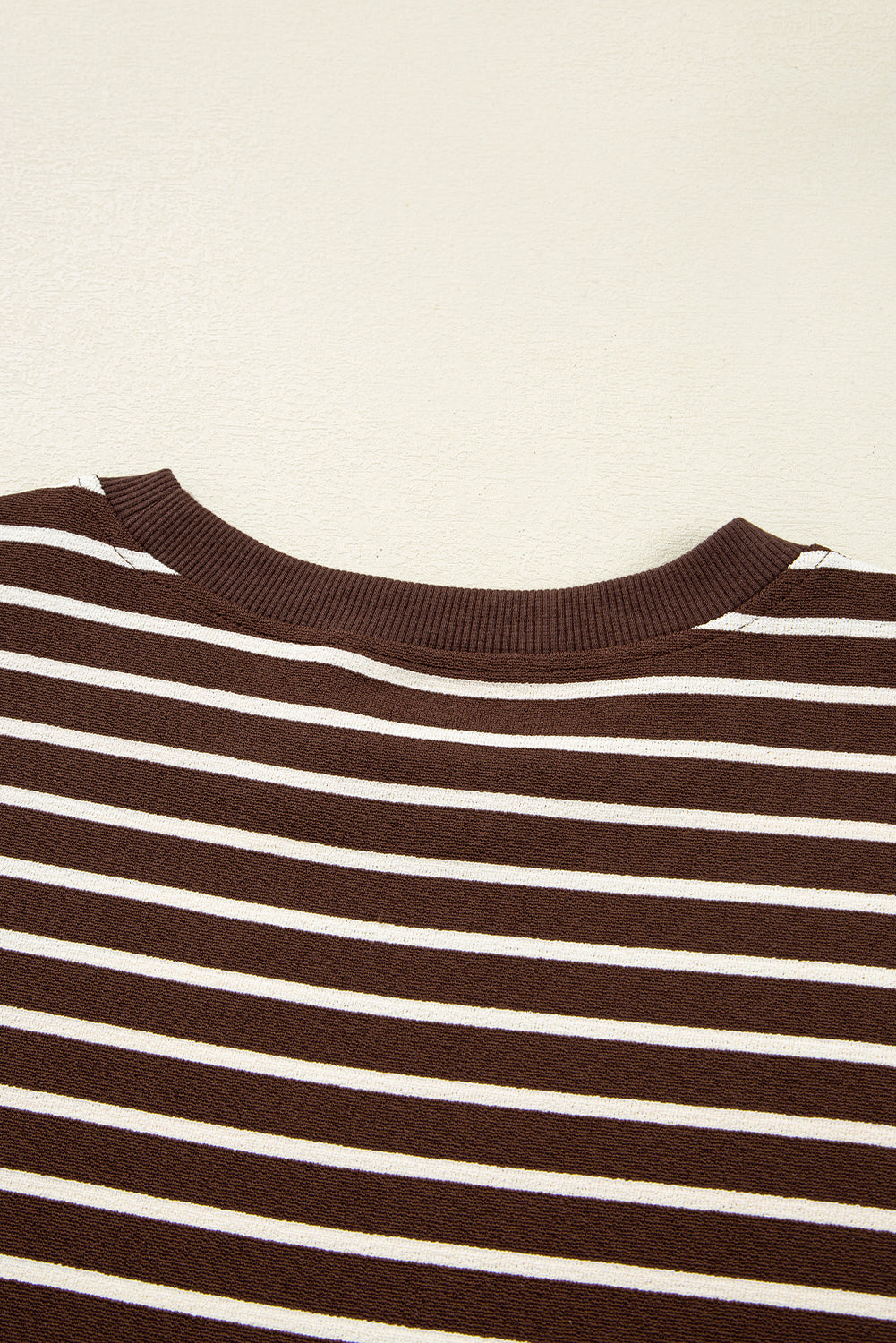 Striped Ribbed Cropped Long Sleeve T-Shirt - eAura