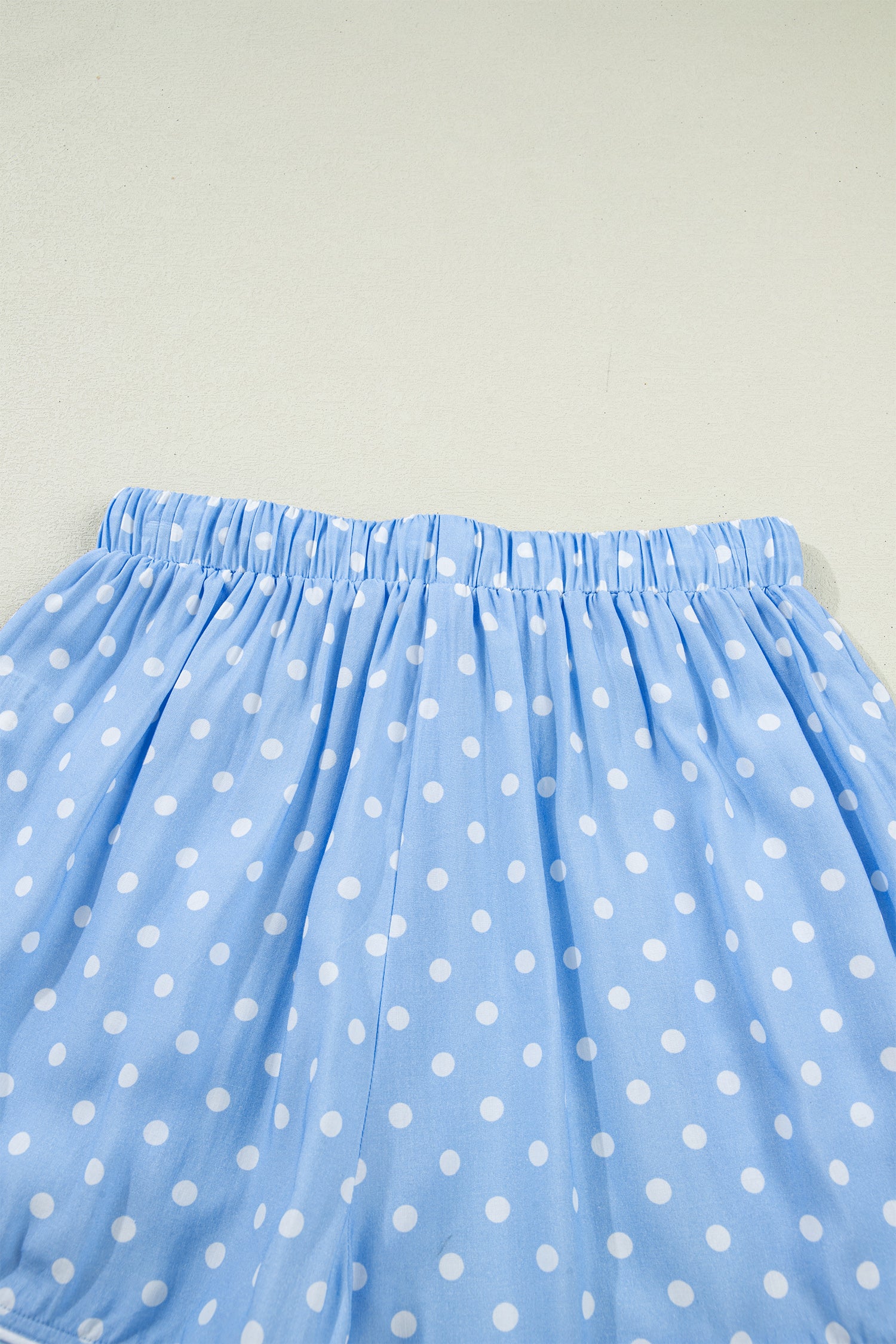 Sky Blue Dotted Print Soft Short Pajama Set – Light Blue