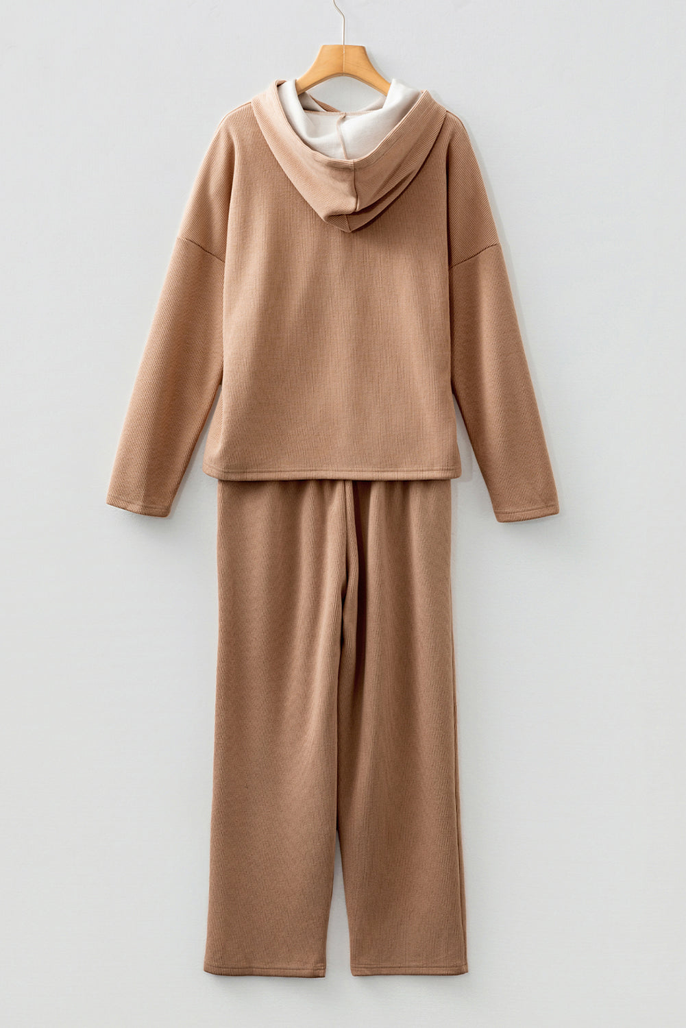 Pullover Hoodie and High Waist Bottoms Soft Cord Co-ord Set - eAura