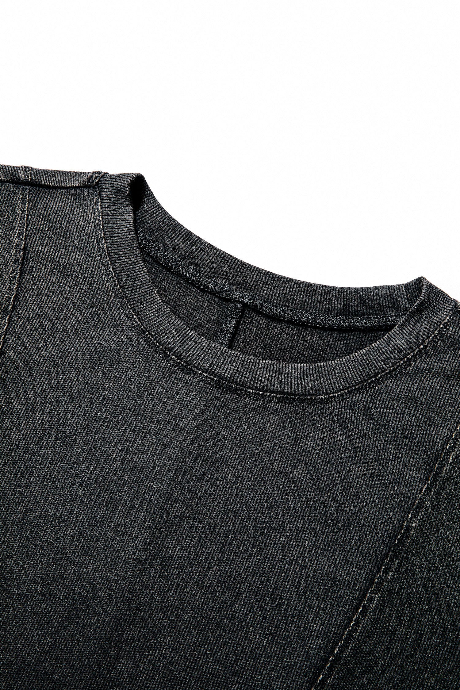 Exposed Seam Ribbed Long Sleeve Top