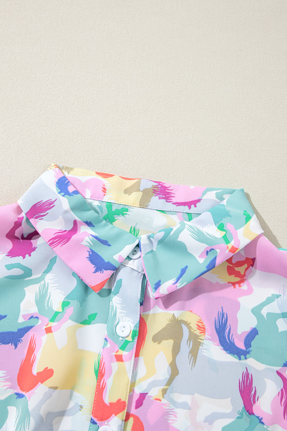 Colourful Horse Print Long Sleeve Shirt