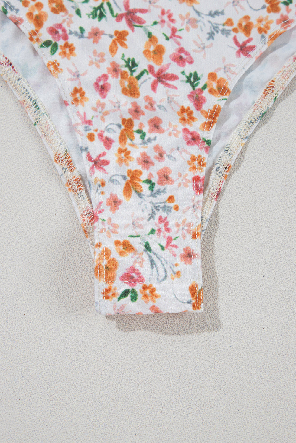Orange Short Sleeve Floral Ruched Sweetheart Bodysuit eAura