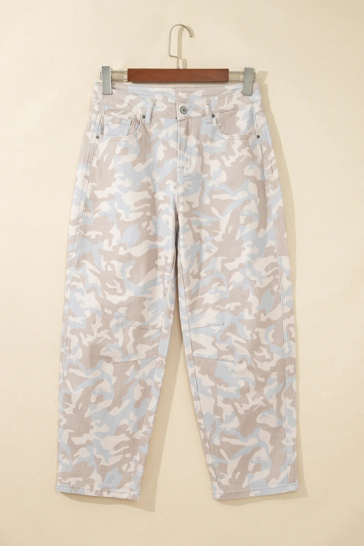 Jeans Ankle-Length Harem Fit with Camouflage Print and Rivet Pocket Detail