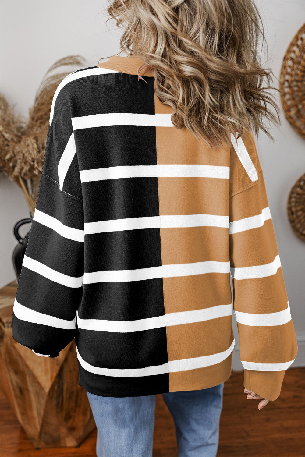 Pink Stripe Colourblock Oversized Sweater eAura