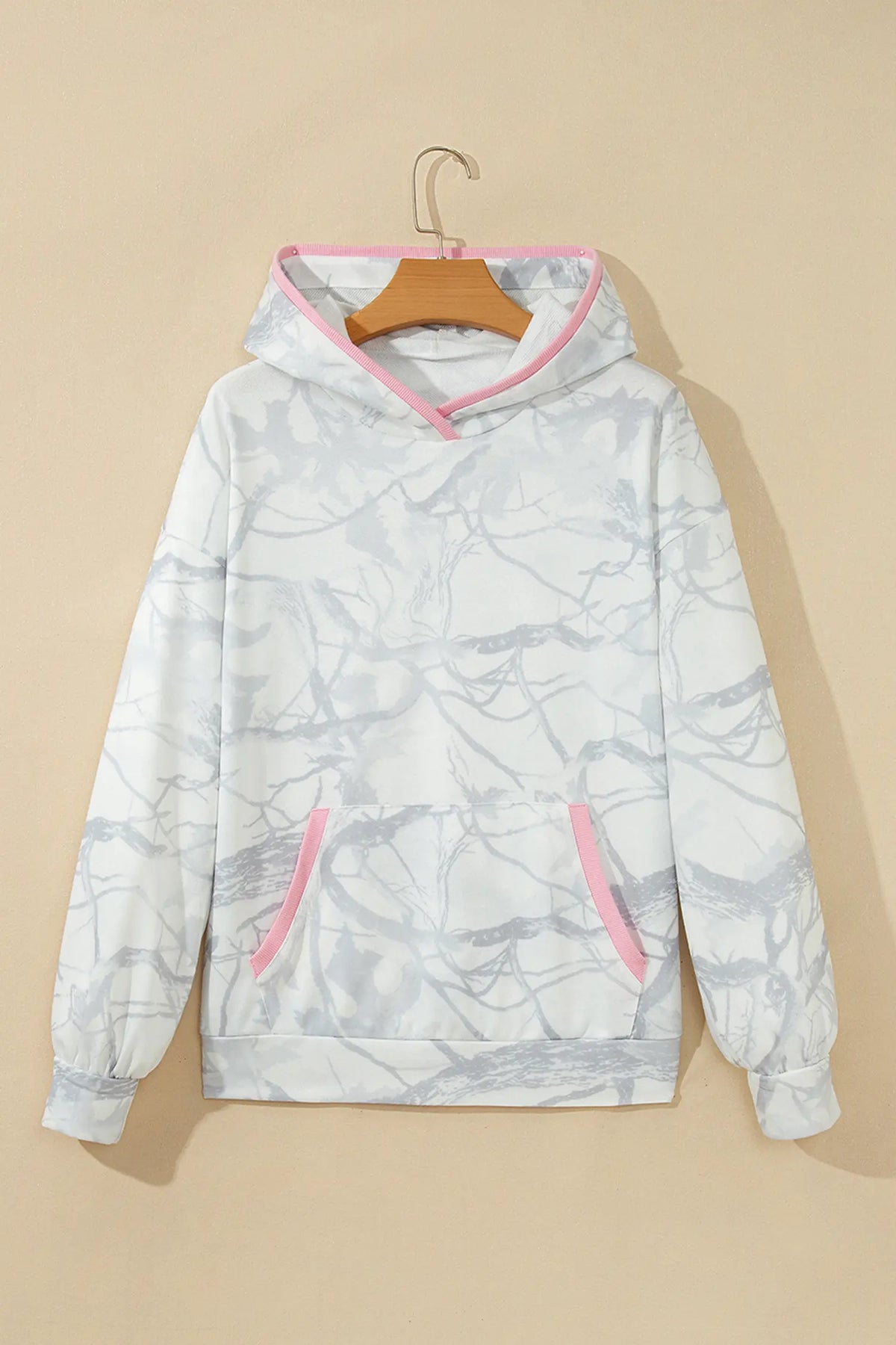 Hoodie Abstract Print Colourblock Long Sleeve