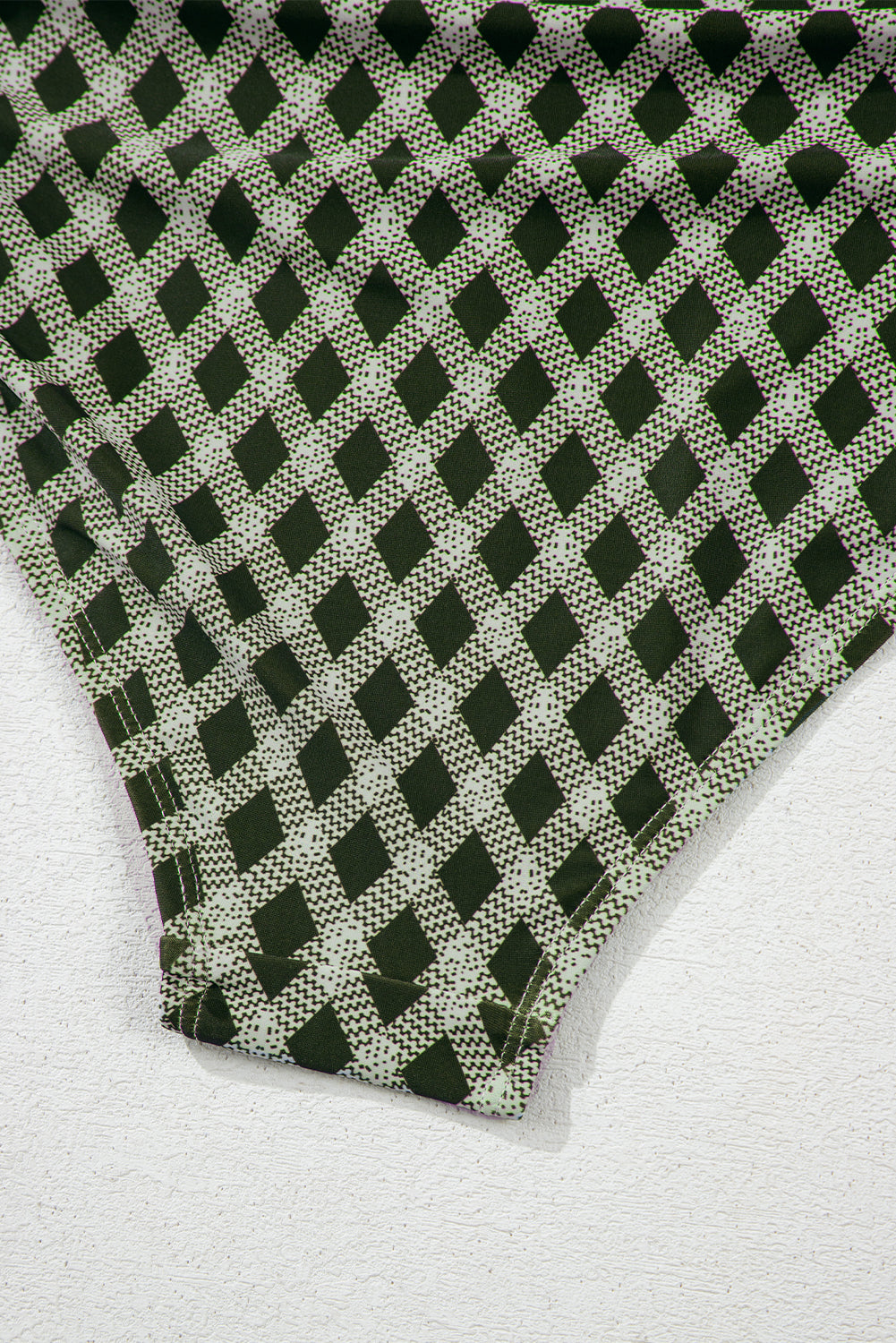 Green Dotted Mesh Plaid Patchwork High Waisted Bikini eAura