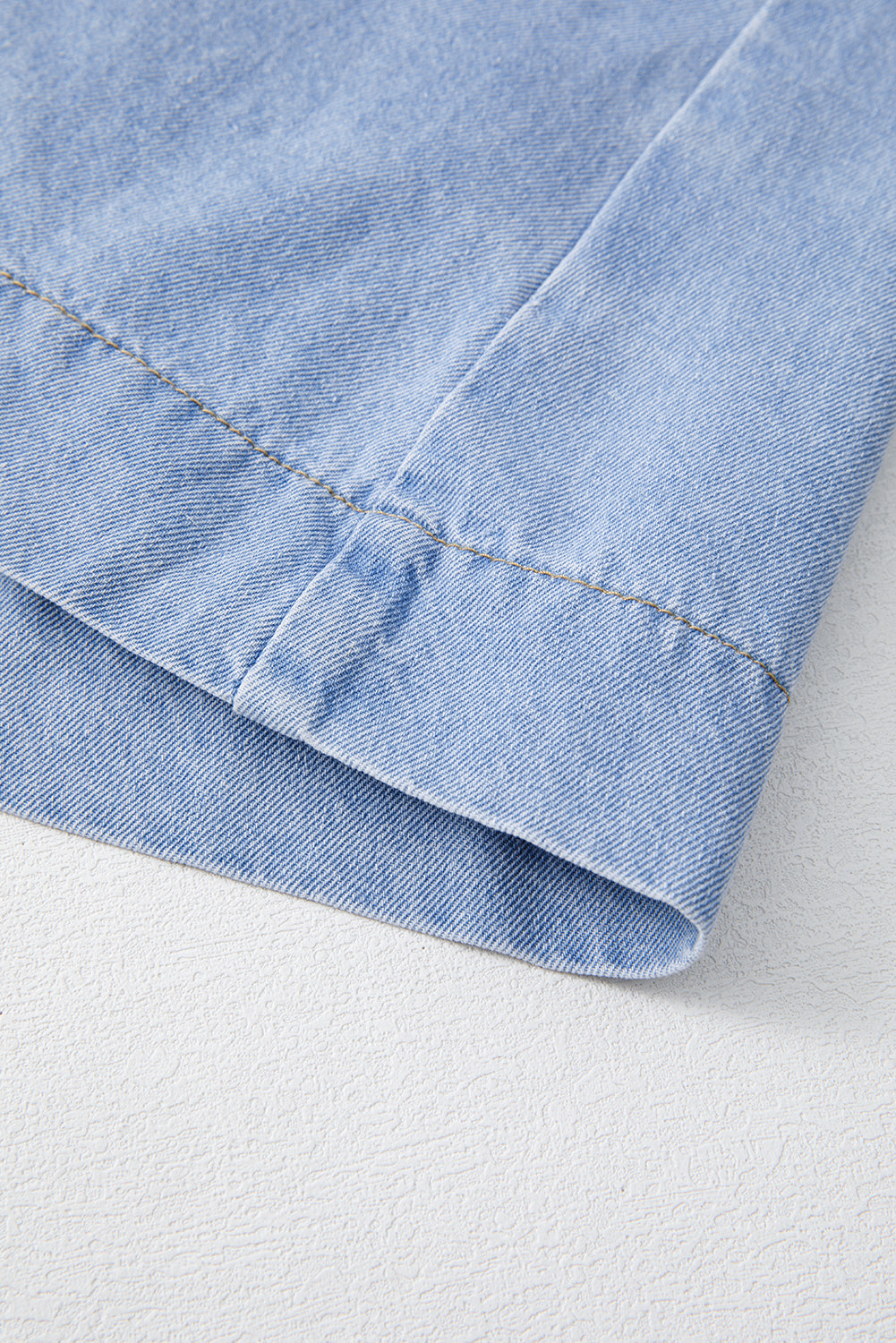 Beau Blue Denim Button Detail Babydoll Square Neck Mini Dress eAura