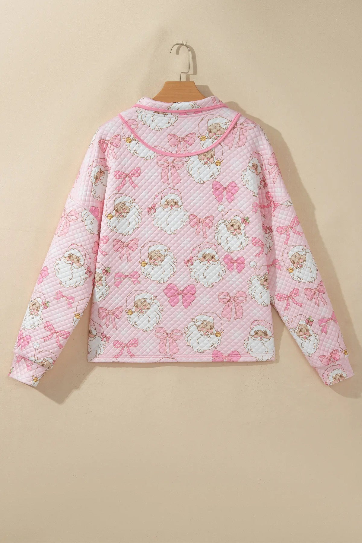 Long Sleeve Sweatshirt with Zip-Up Collar and Christmas Print