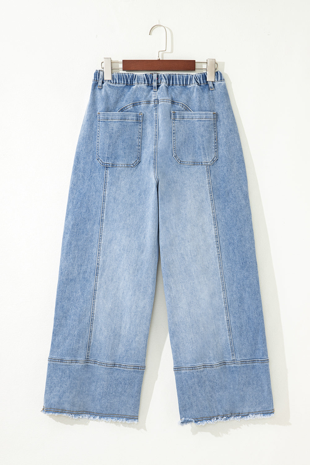 Drawstring Seam Detail Raw Hem Wide Leg Denim Jeans Dear-Lover Dropshipping