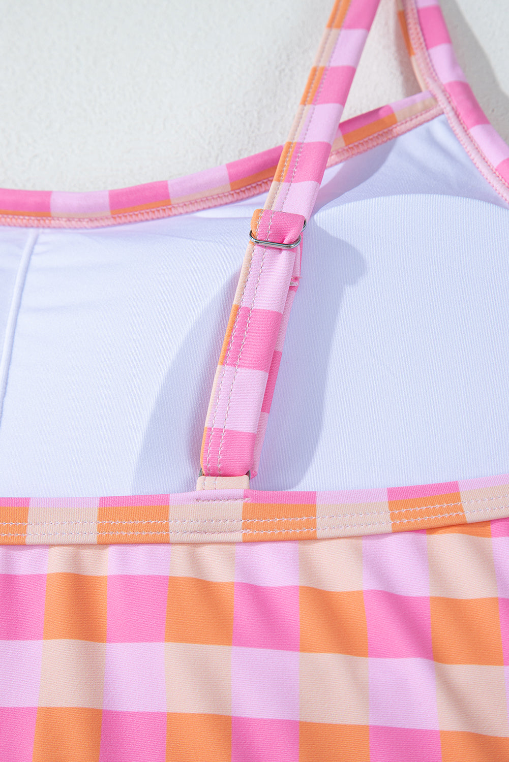 Pink Plus Size Plaid Print High Waist Bikini Set BB Fashion Outlet