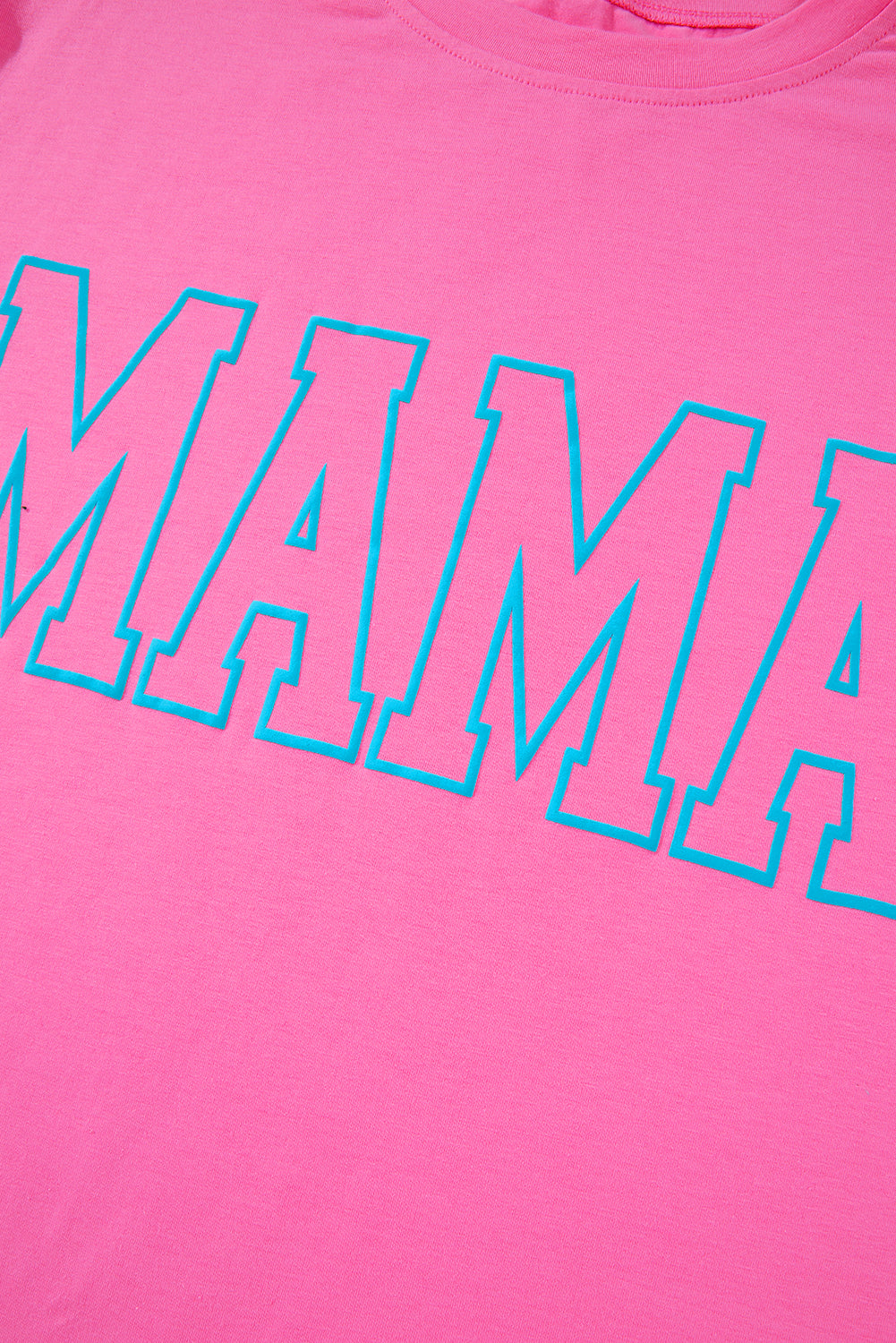 Bright Pink MAMA Letter Graphic Neon T Shirt eAura