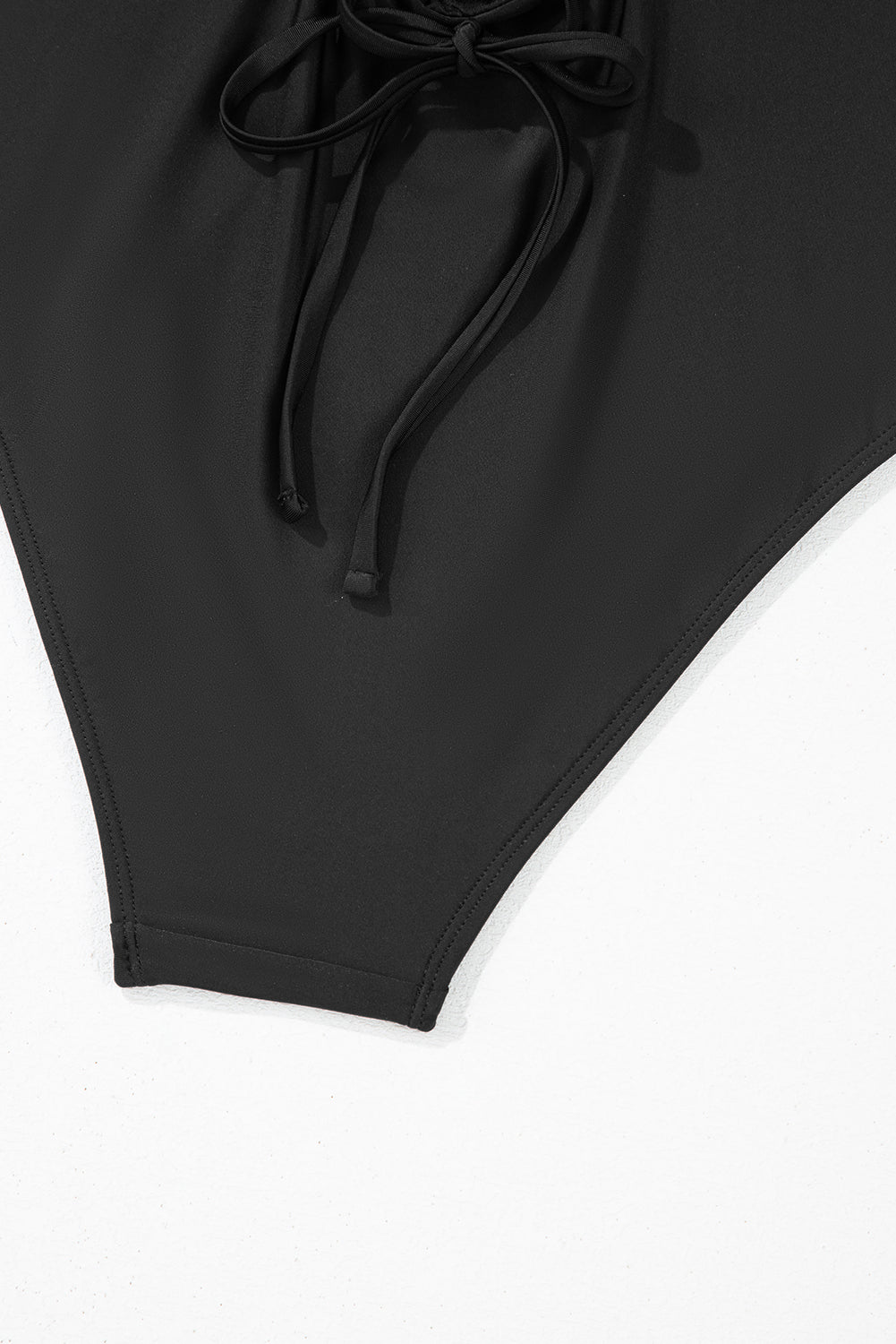 Black Thin Strap Strappy Lace-up Open Back One Piece Swimsuit eAura