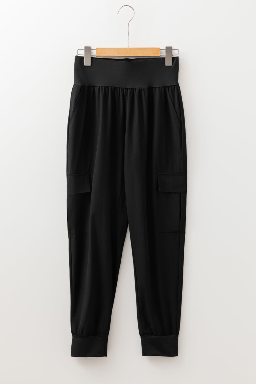 Elastic High Waist Cargo Jogger Trousers With Pockets - eAura