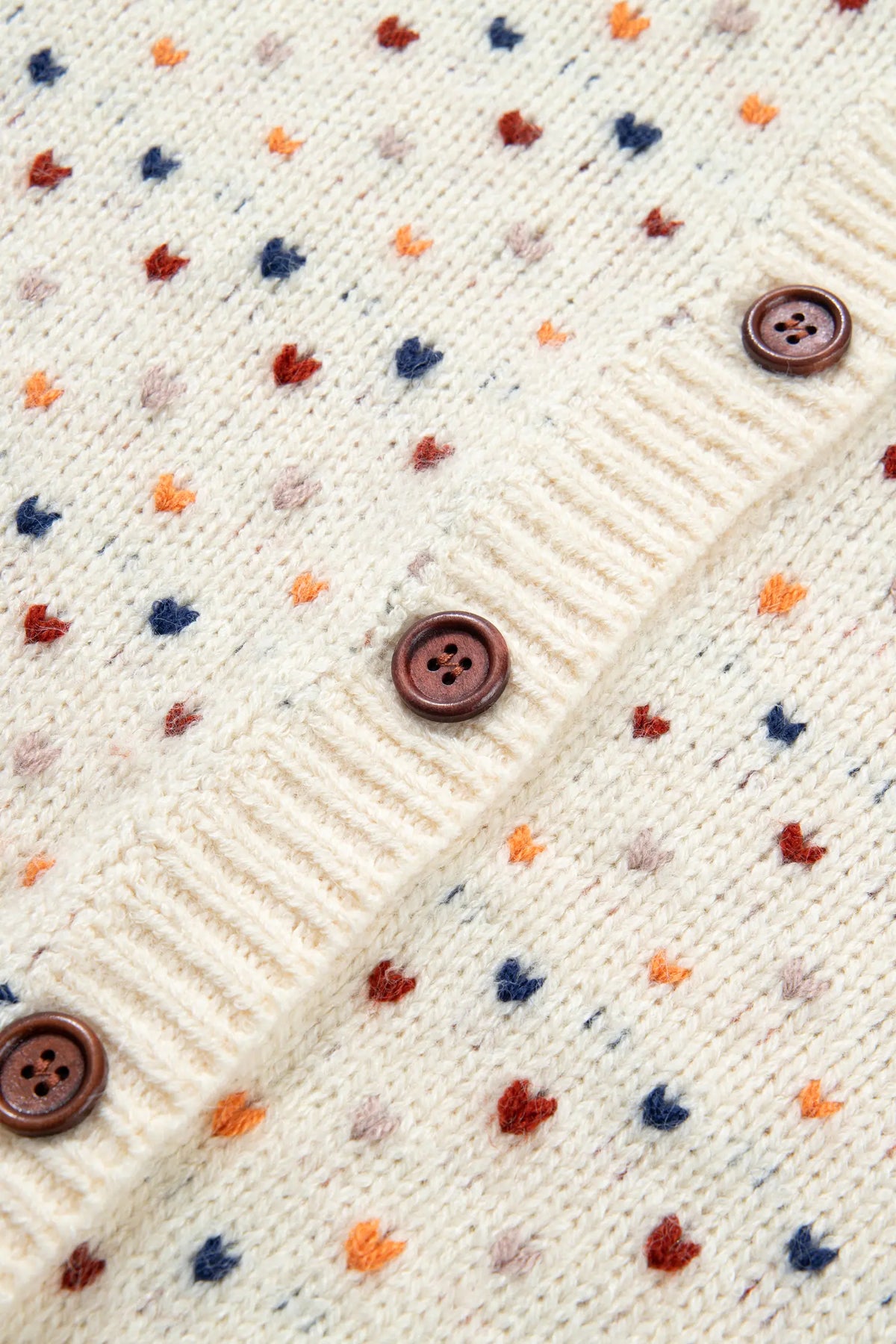 Geometric Print Button Front Long Sleeve Regular Fit Cardigan – Beige