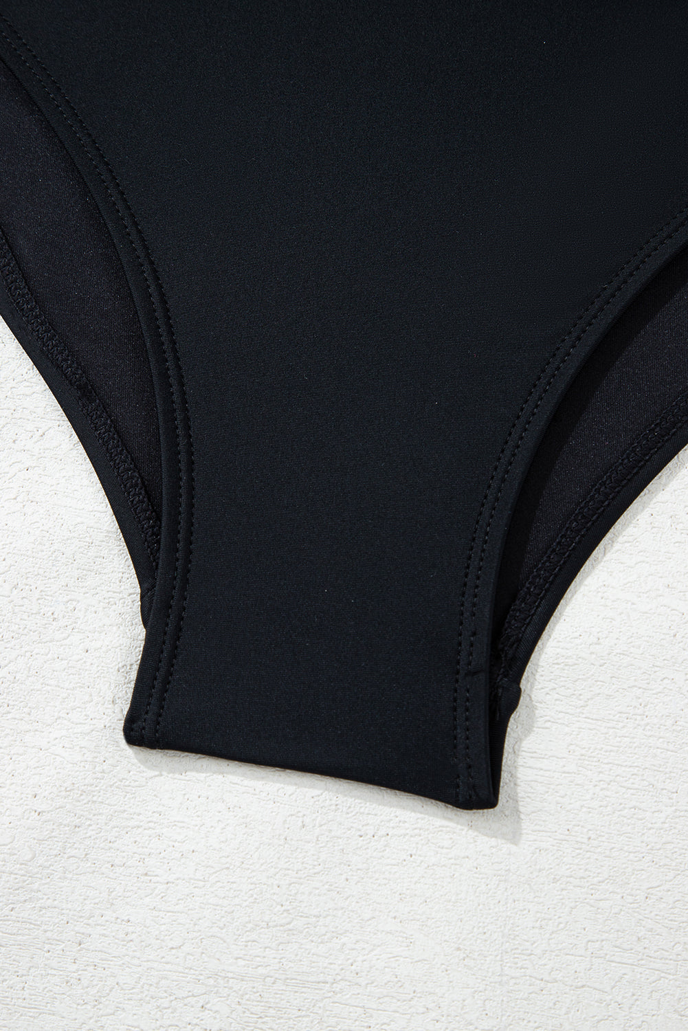 Black Asymmetric Ruffle Shoulder Pleated One Piece Swimsuit eAura