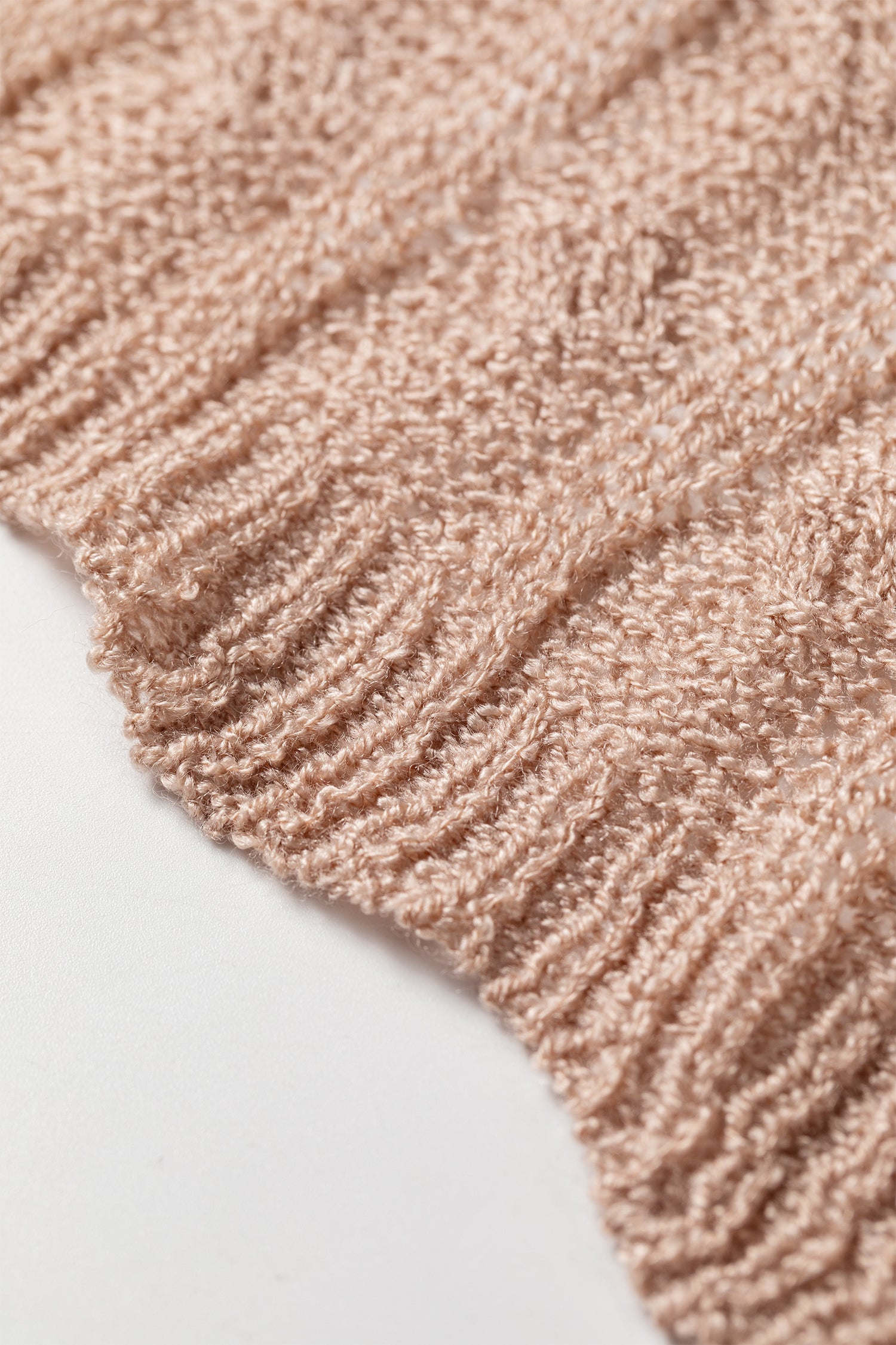 Hollowed Pattern Knit Drop Shoulder Open Sweater Cardigan – Old Rose
