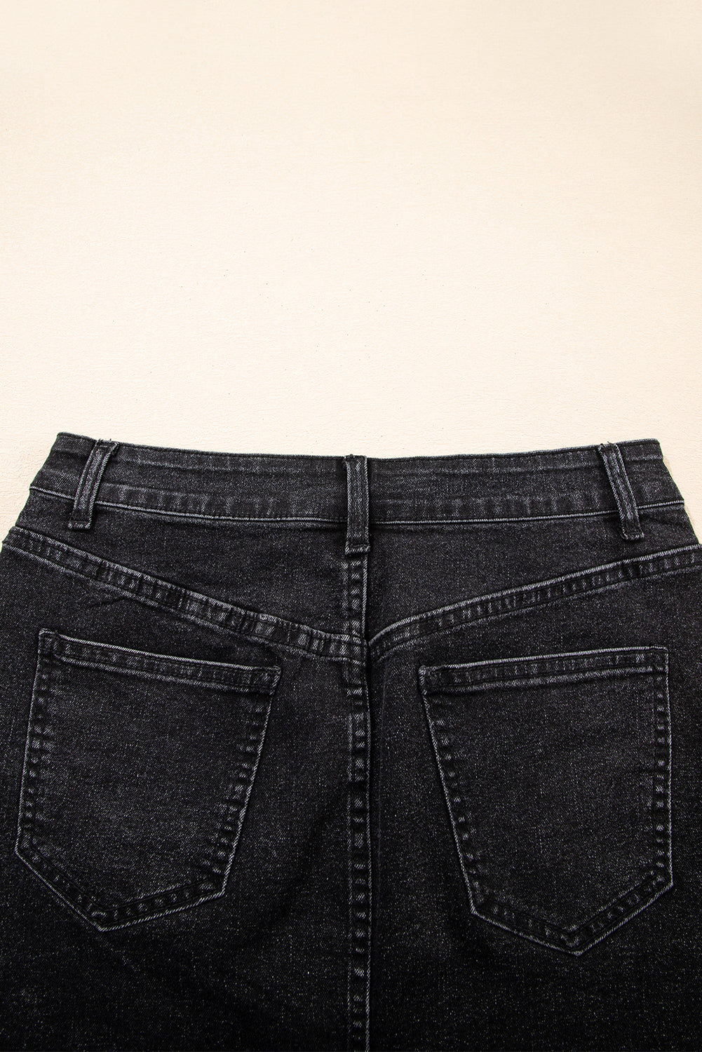 Carbon Grey Mineral Wash Ripped Raw Hem Denim Mini Skirt BB Fashion Outlet