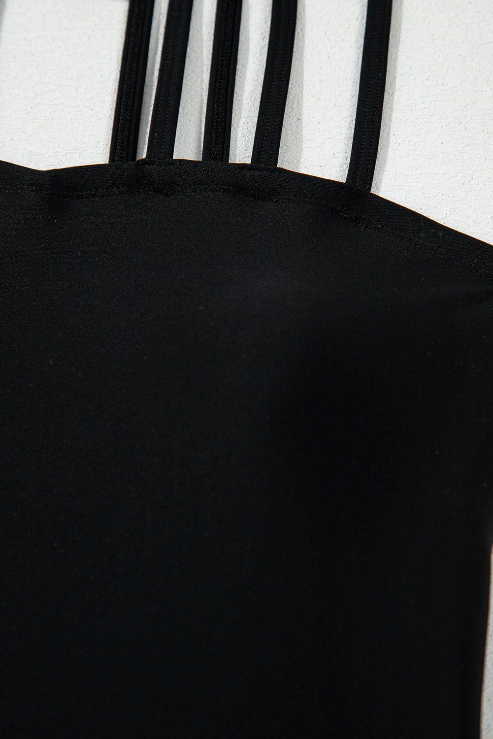 Black Sleeveless Strappy Halter Neck One Piece Swimsuit eAura