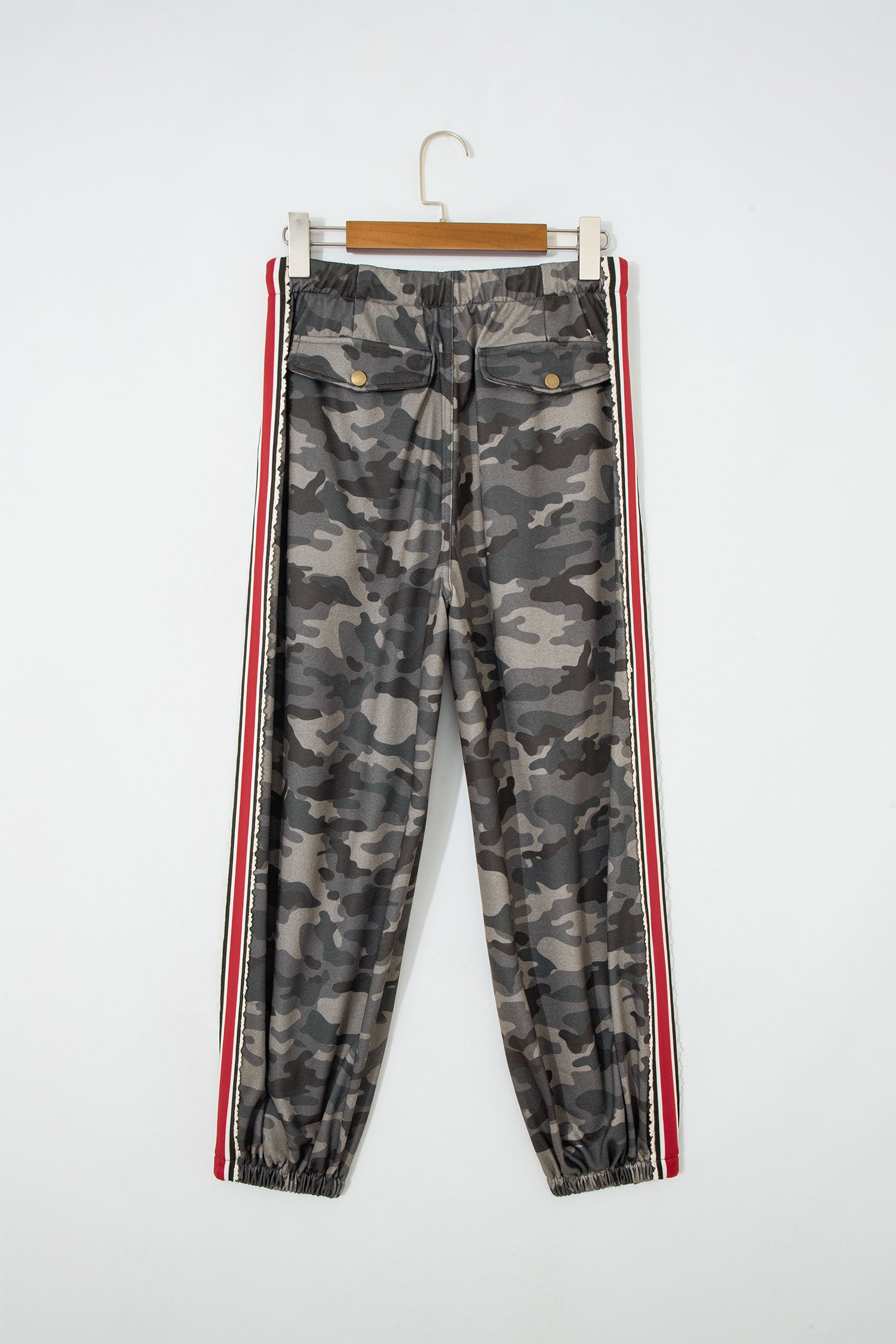 Camo Print Striped Side Panel Drawstring Joggers