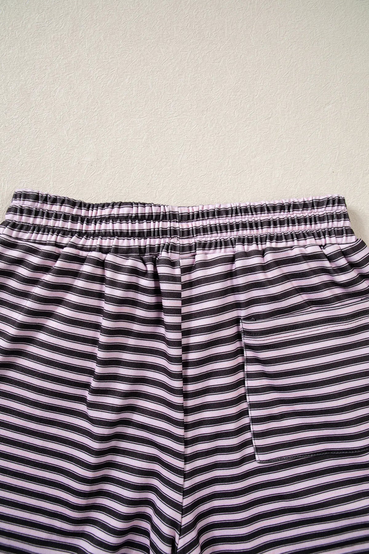 Brown Stripe Long Sleeve Oversized Top Pocketed Casual Shorts Two Piece Set