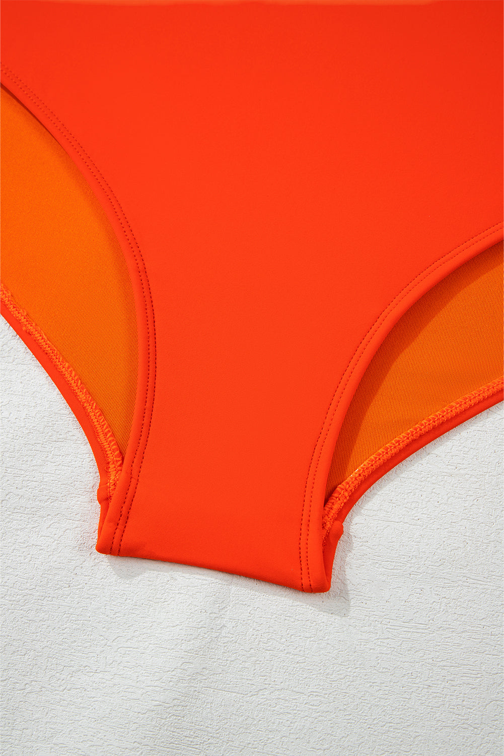 Orange Ruffled Trim Knotted High Waist Plus Size Bikini Set BB Fashion Outlet