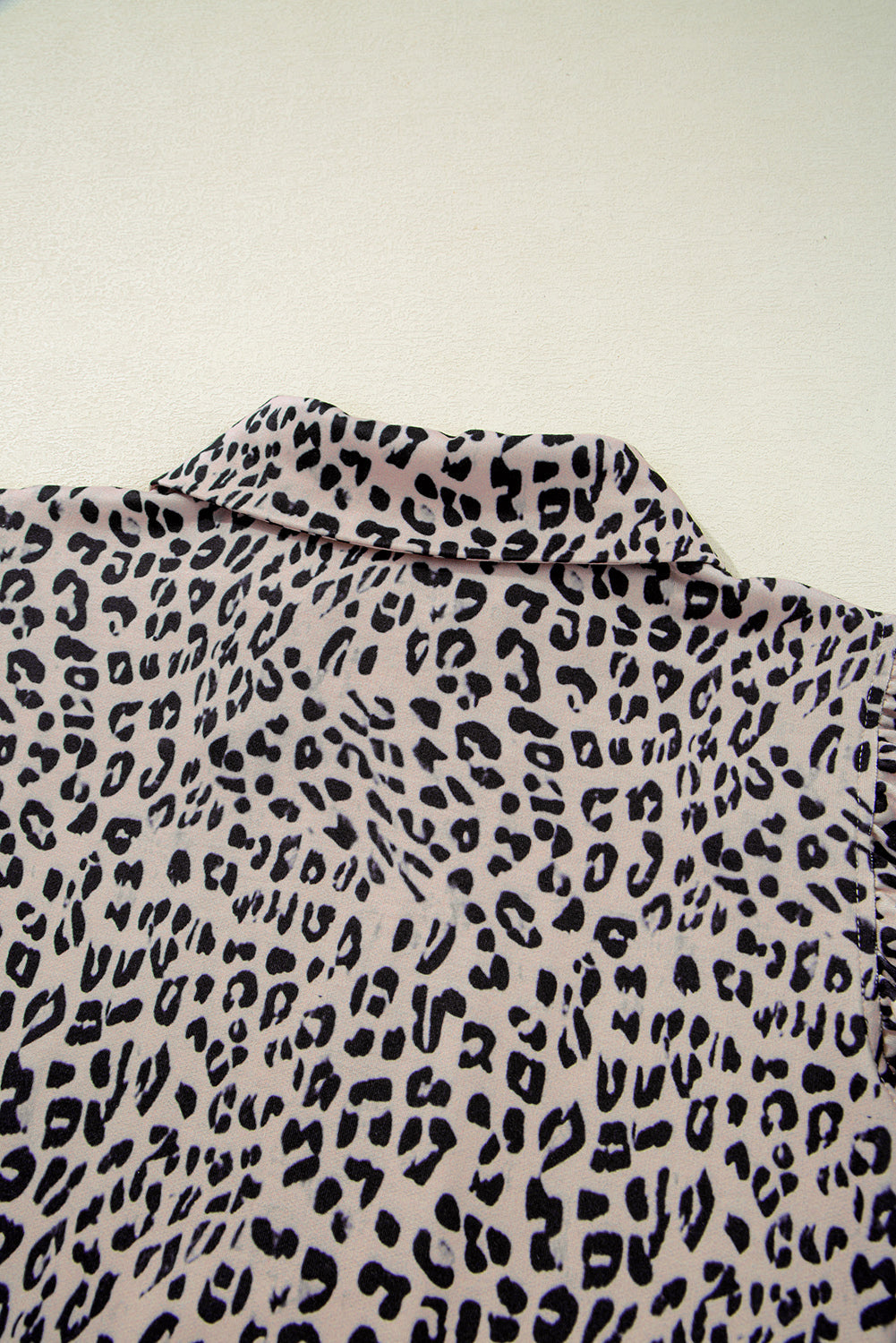 Brown Leopard Half Zipper Collared Ruffled Sleeve Top and Short Set eAura