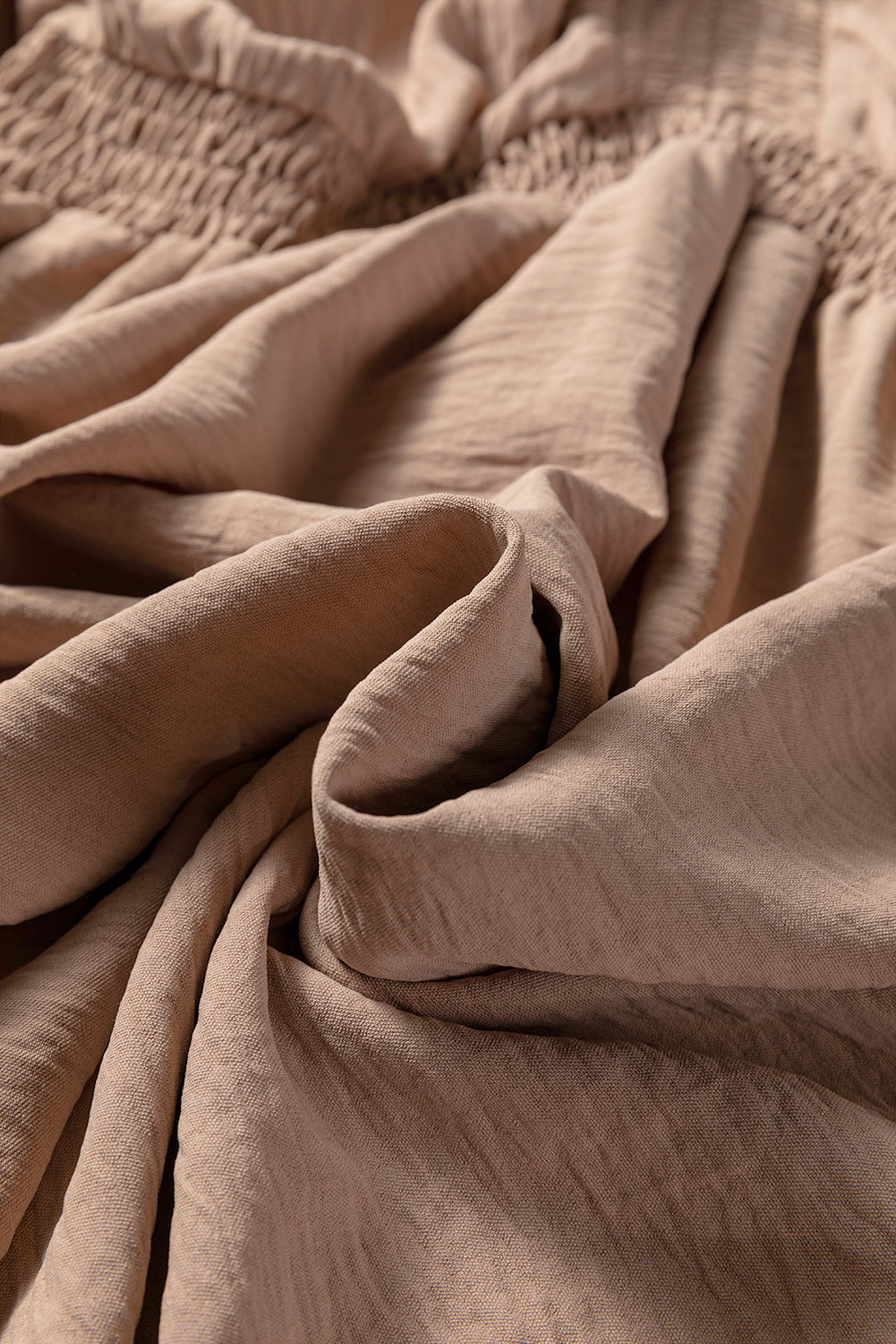 Deep V-Neck Bubble Sleeve Smocked Mini Dress - eAura