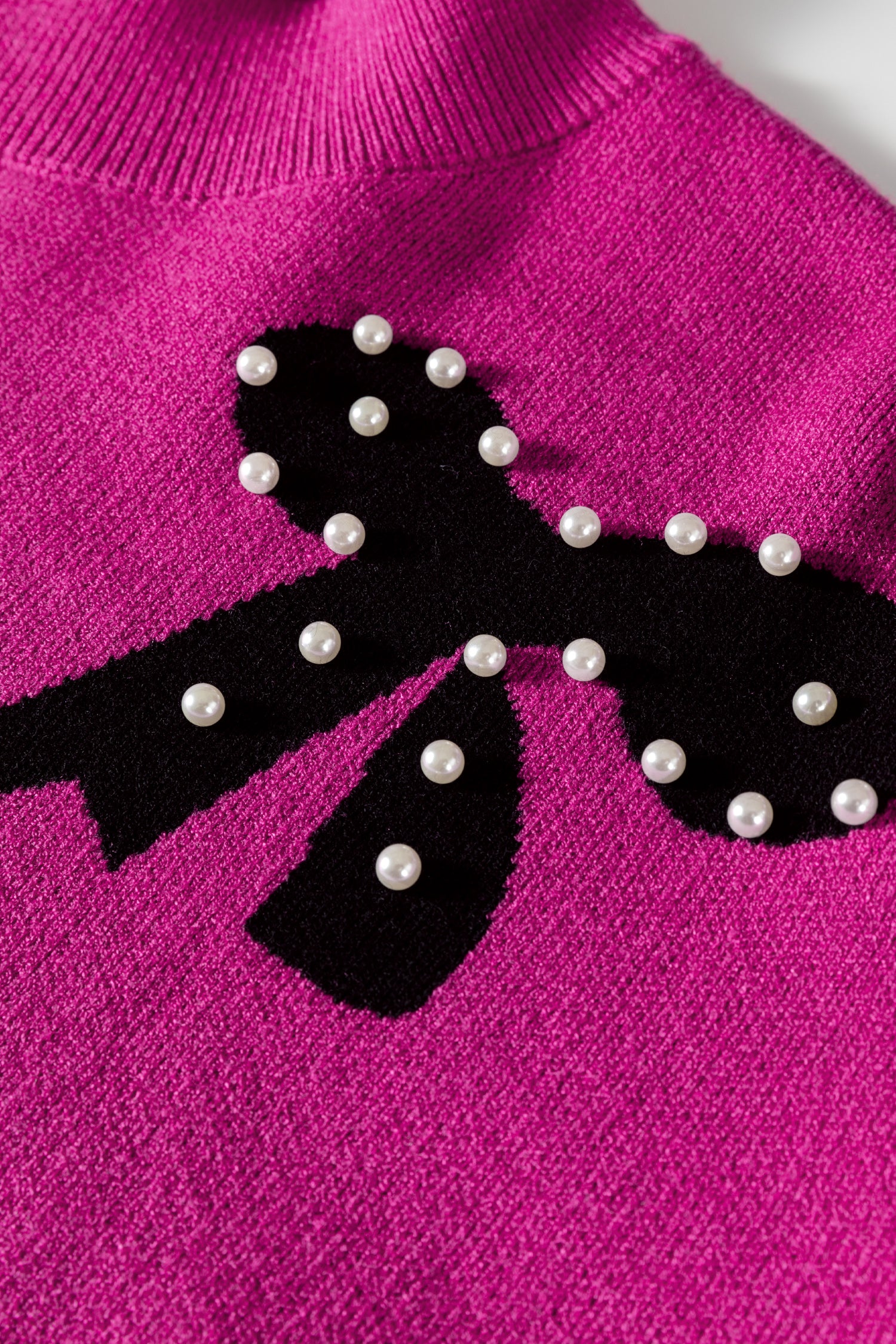 Pearl Embellished Bow Pattern Loose Sweater - Sweaters & Cardigans/Sweaters