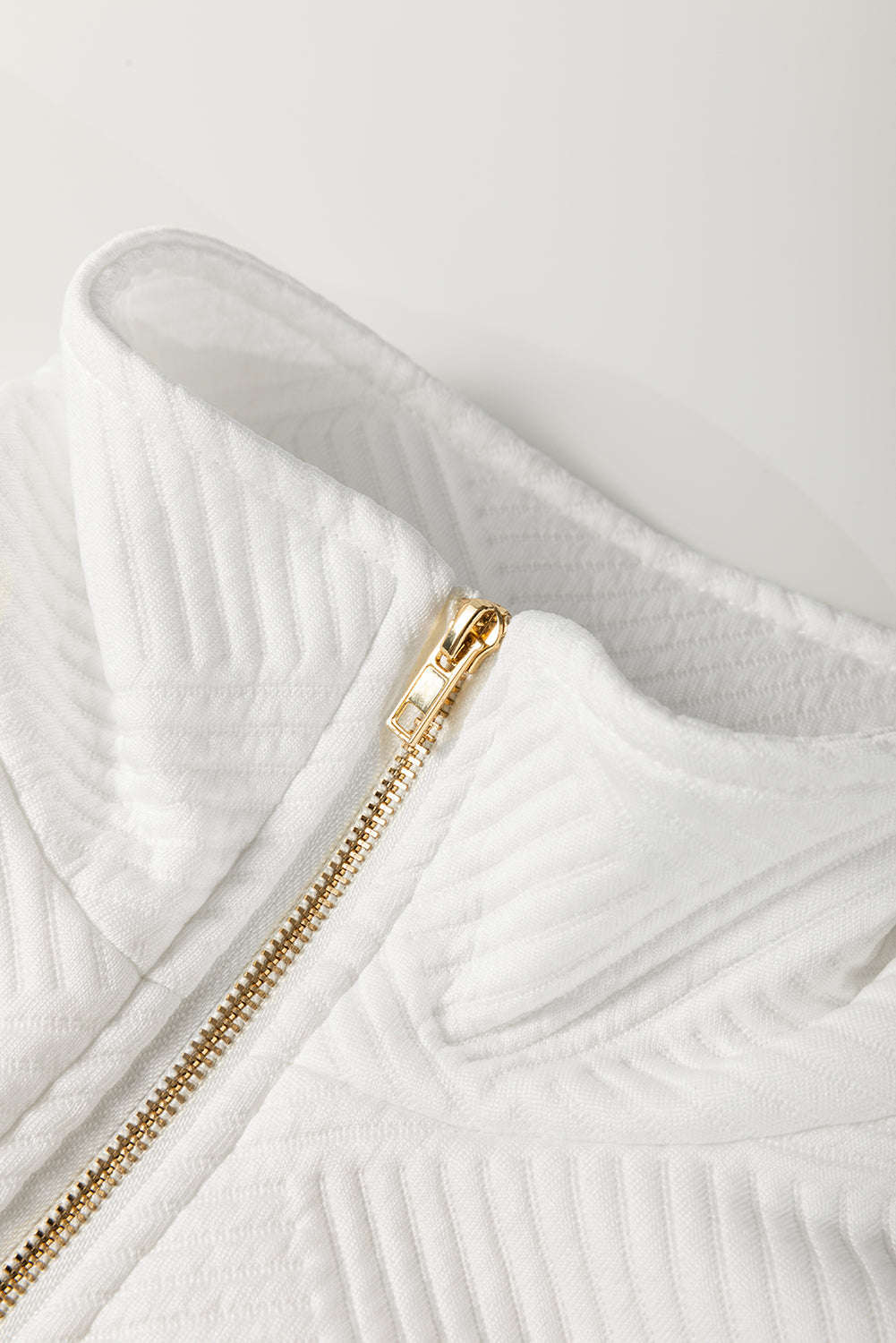 White Textured Half Zip Collared Cap Sleeve Mini Dress eAura