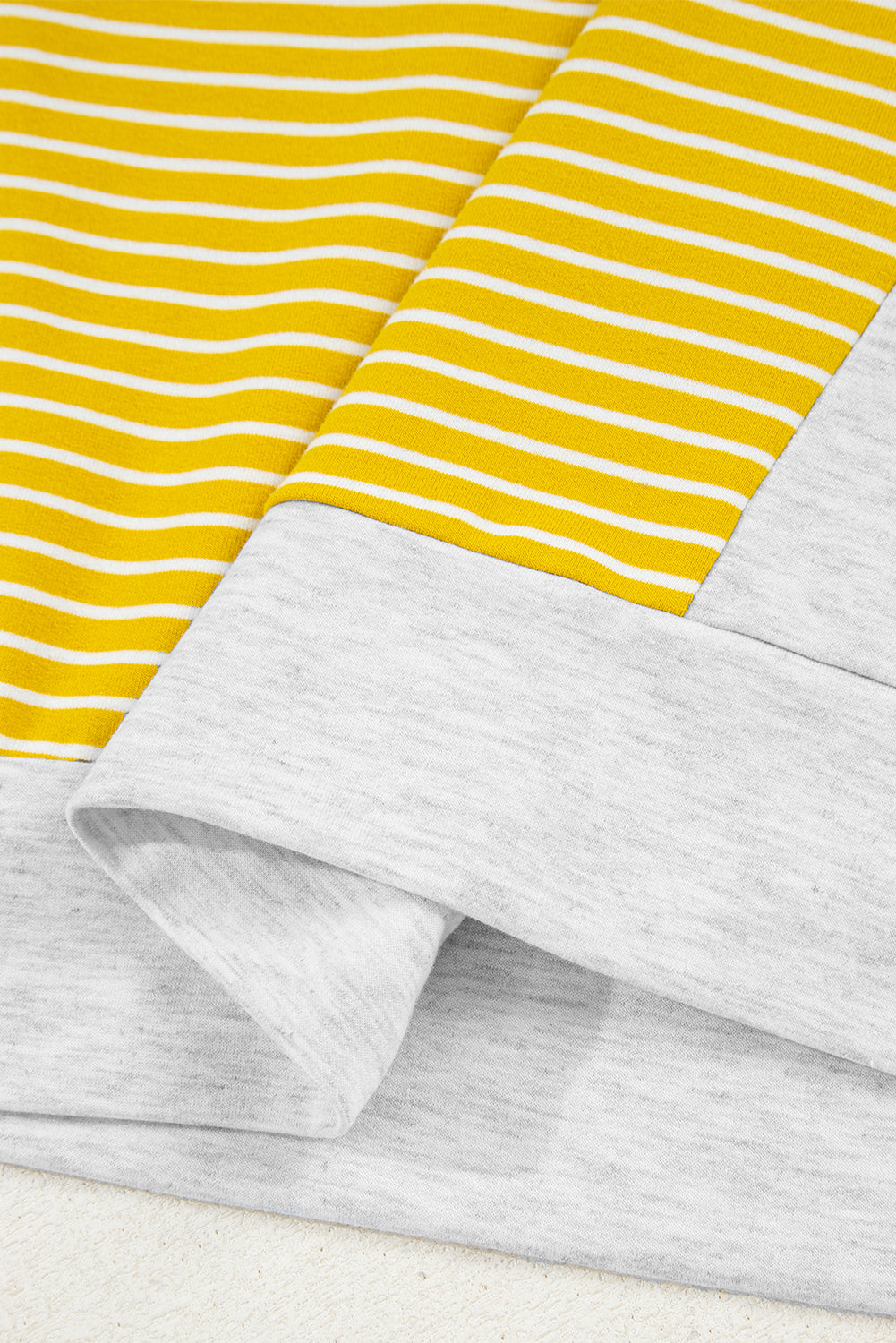 Yellow Stripe Drawstring V-Neck Loose Fit Hooded Top - eAura