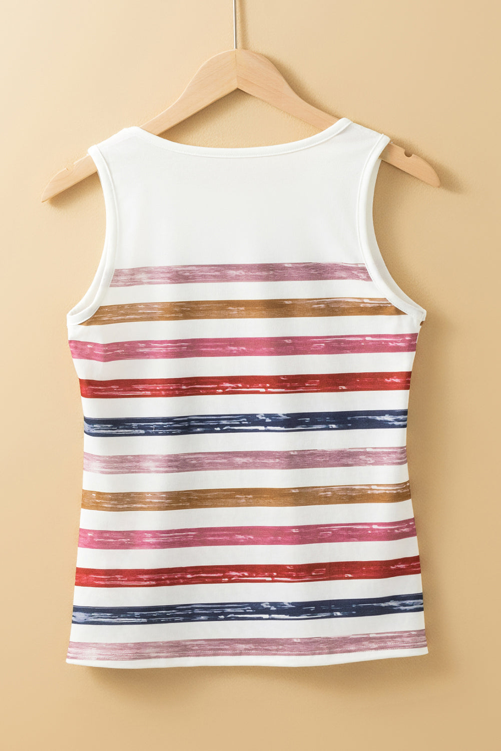 Red Stripe Rainbow Round Neck Tank Top - eAura
