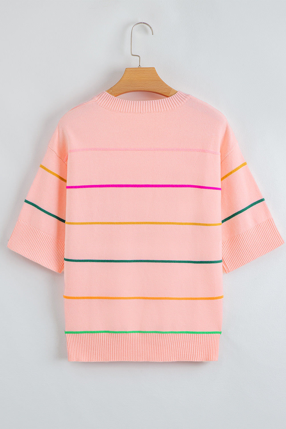Striped Half Sleeve Drop Shoulder Sweater eAura