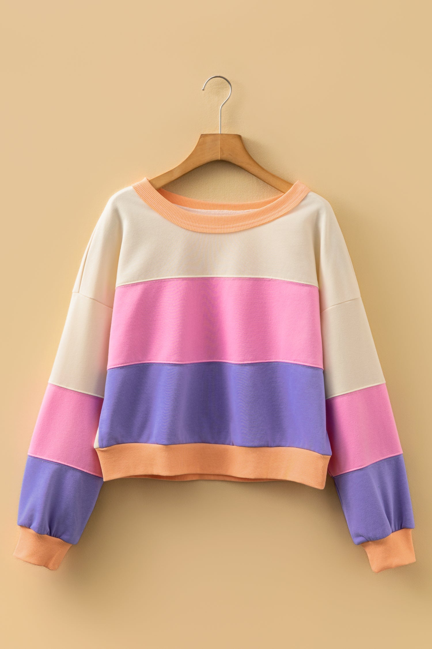Colour Block Drop Shoulder Cropped Sweatshirt - Tops/Sweatshirts & Hoodies