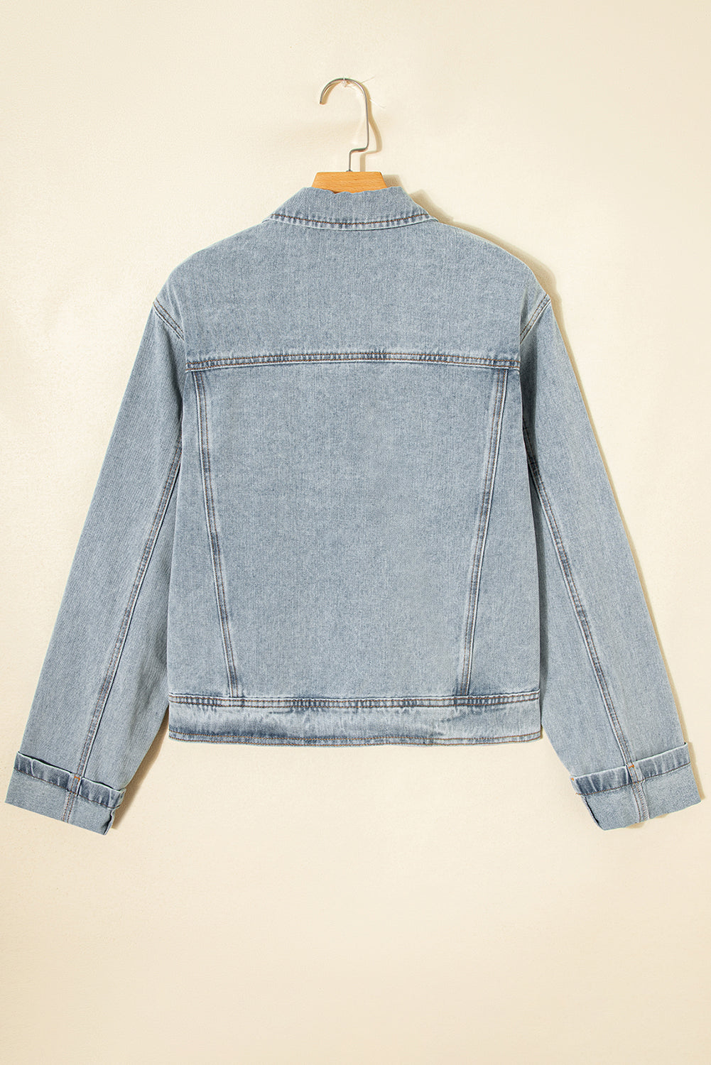 Blue Zip Up Washed Denim Jacket - eAura