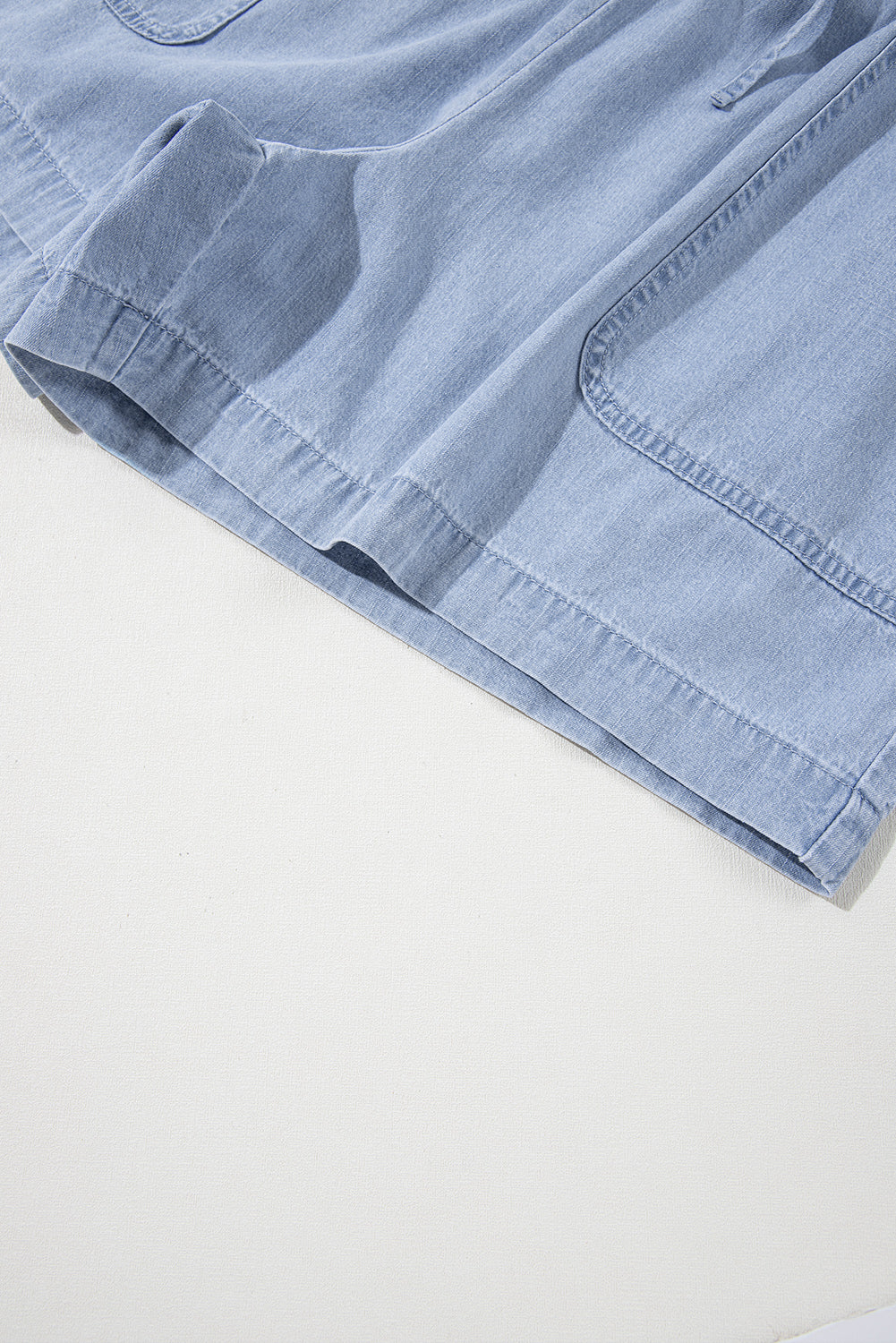 Beau Blue Pocketed Drawstring High Waist Plus Size Denim Shorts BB Fashion Outlet