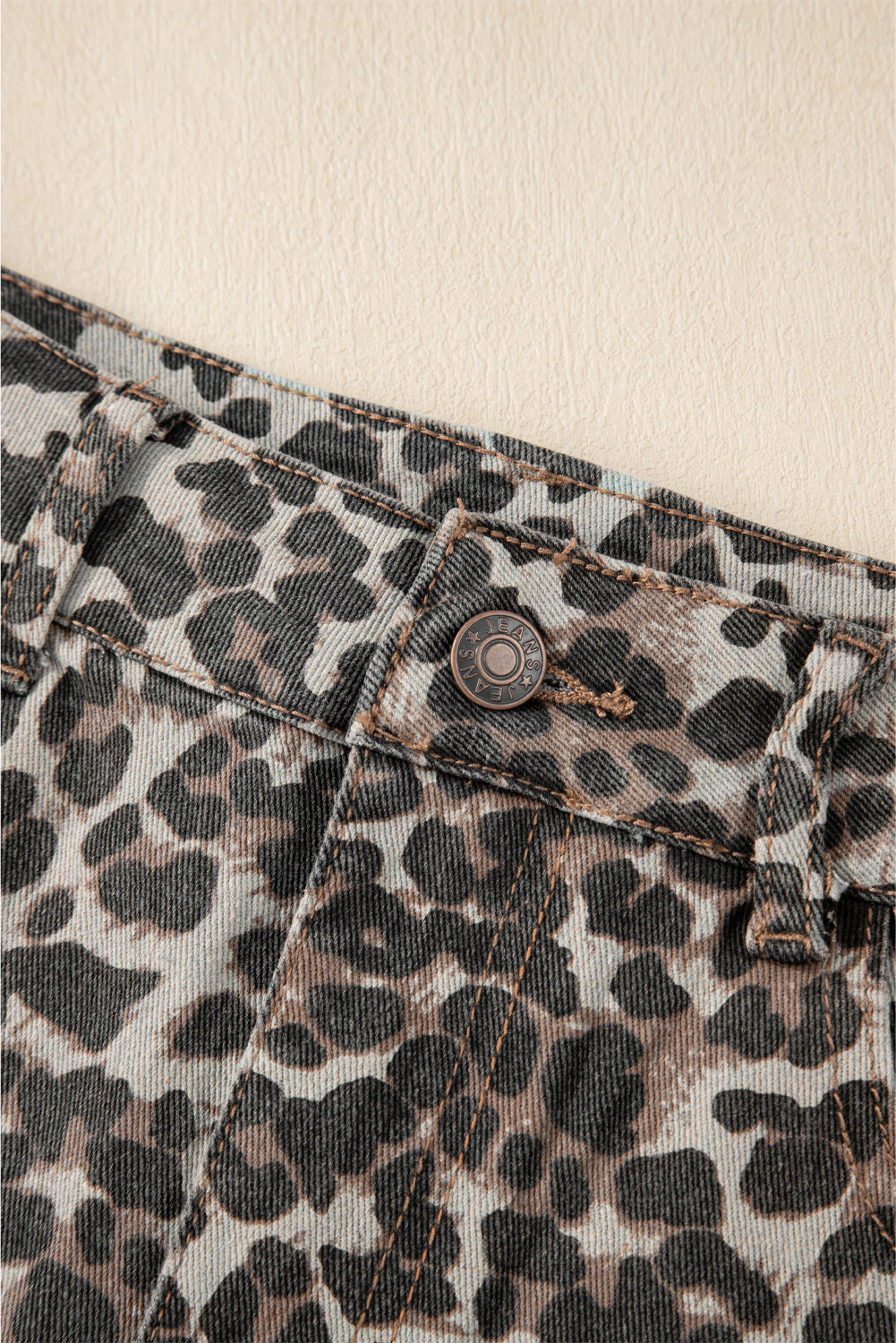 Khaki Leopard Denim Mini Skirt eAura