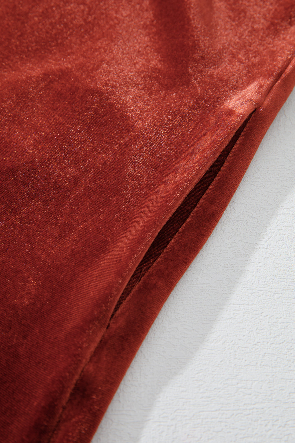 Cinnamon Velvet Smocked Neckline Puff Sleeve Shift Mini Dress eAura