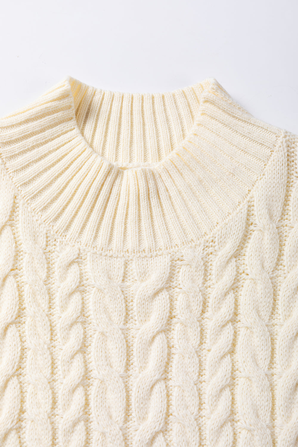 Oatmeal Cable Knit High Neck Sweater Vest eAura